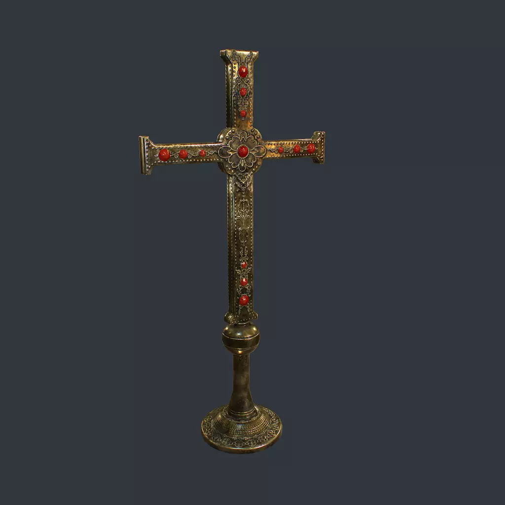 Antique Cross Low-poly 3D model_0