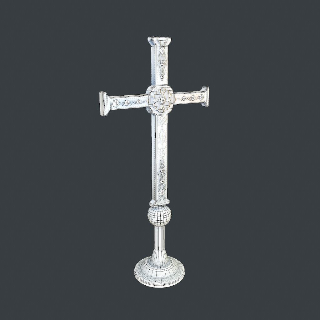 Antique Cross Low-poly 3D model_17