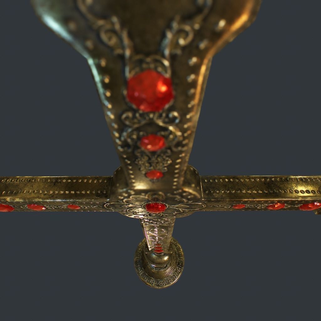 Antique Cross Low-poly 3D model_12