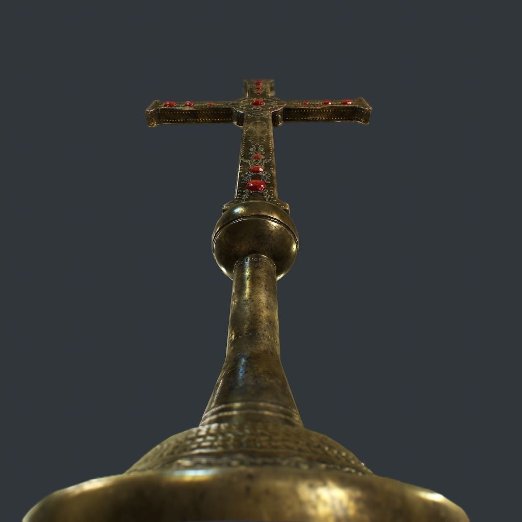 Antique Cross Low-poly 3D model_9