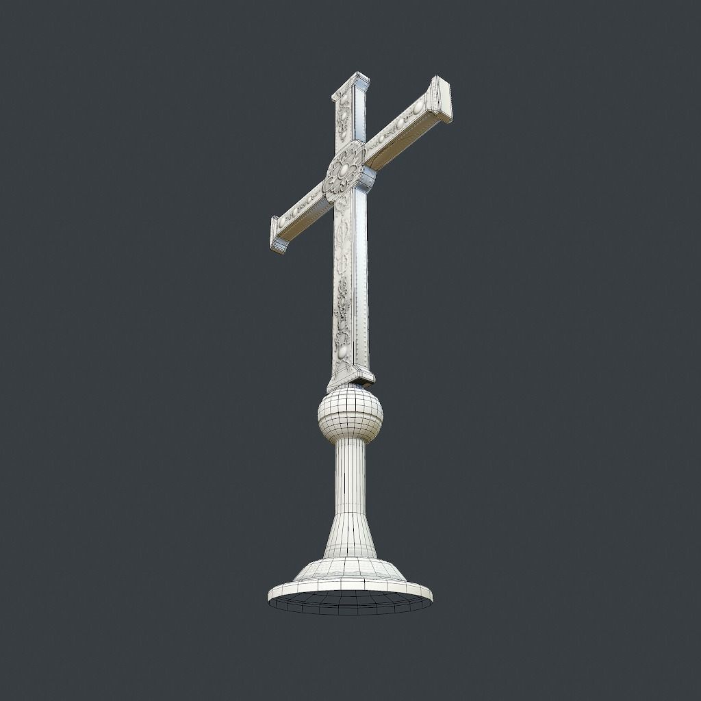 Antique Cross Low-poly 3D model_21