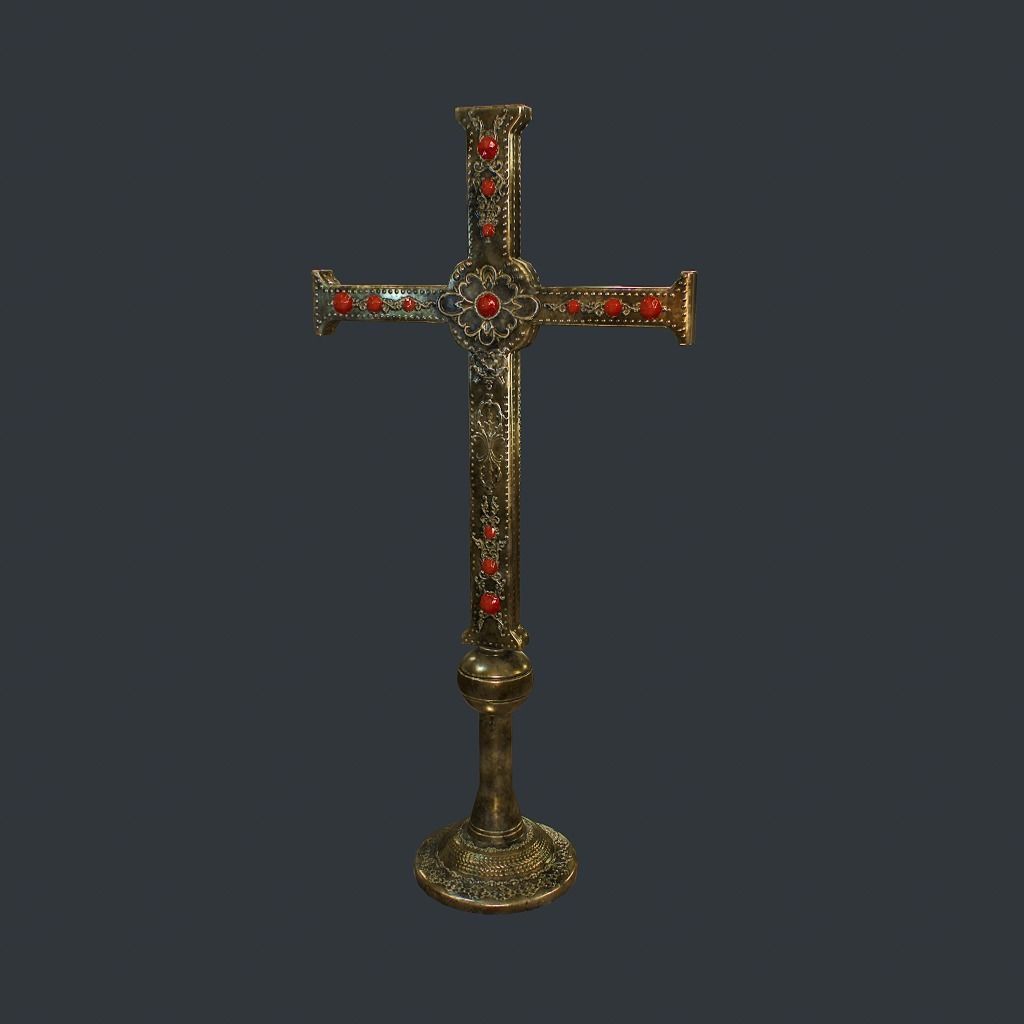 Antique Cross Low-poly 3D model_2