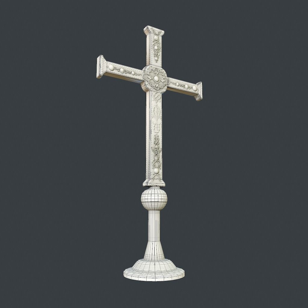 Antique Cross Low-poly 3D model_22