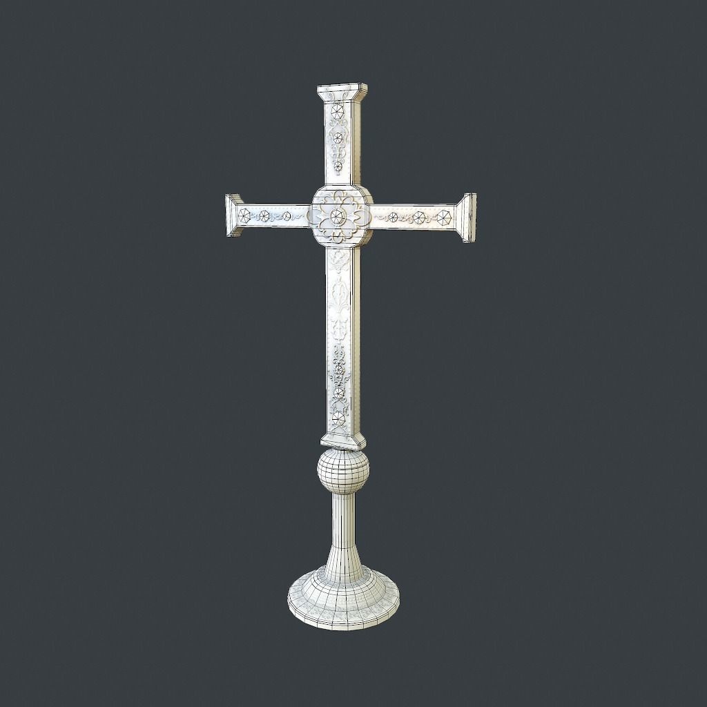 Antique Cross Low-poly 3D model_18