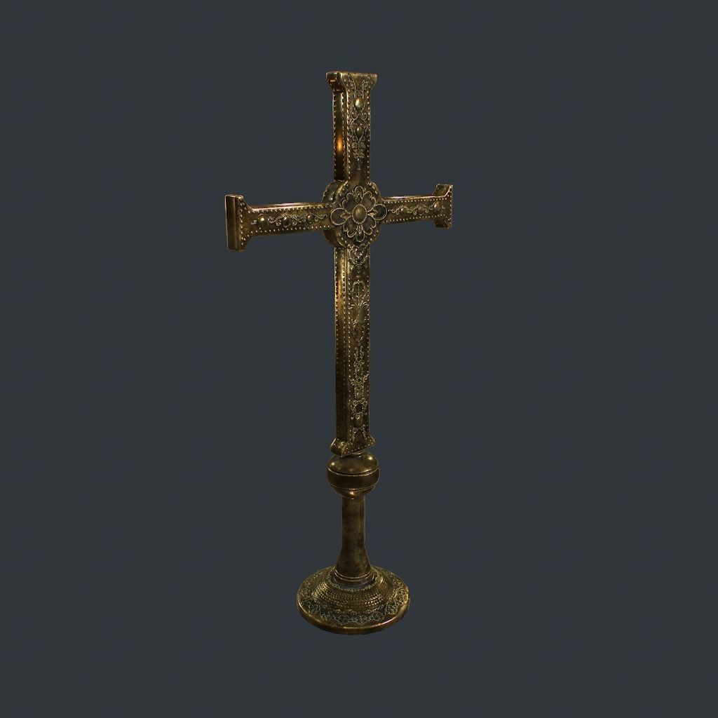 Antique Cross Low-poly 3D model_3