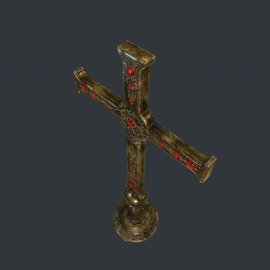 Antique Cross Low-poly 3D model_6