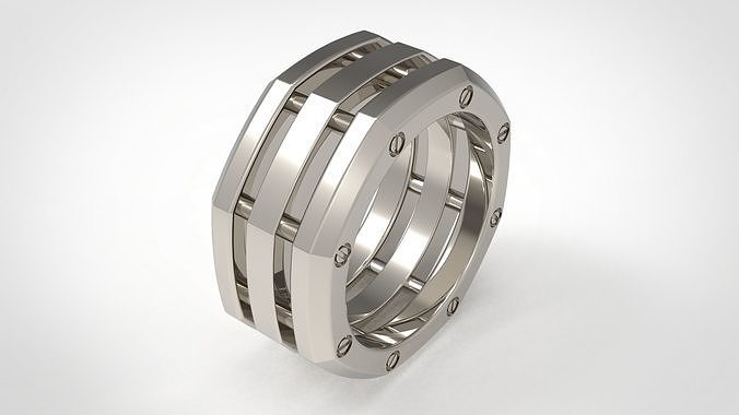 Rockford 3 Row Rings in Eu Sizes 3D print model