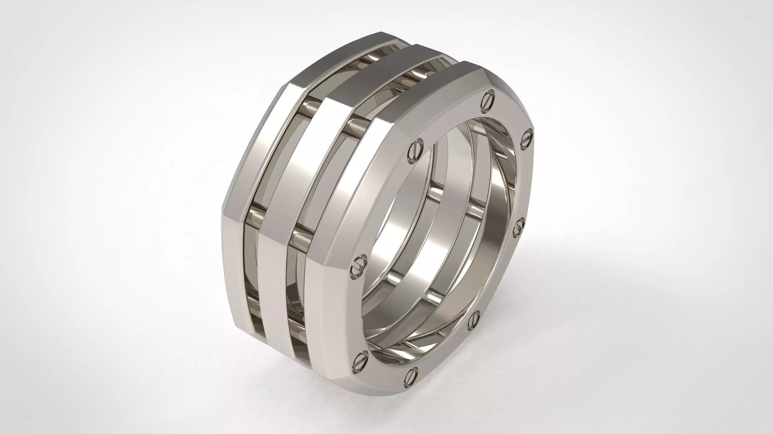 Rockford 3 Row Rings in Eu Sizes 3D print model_0
