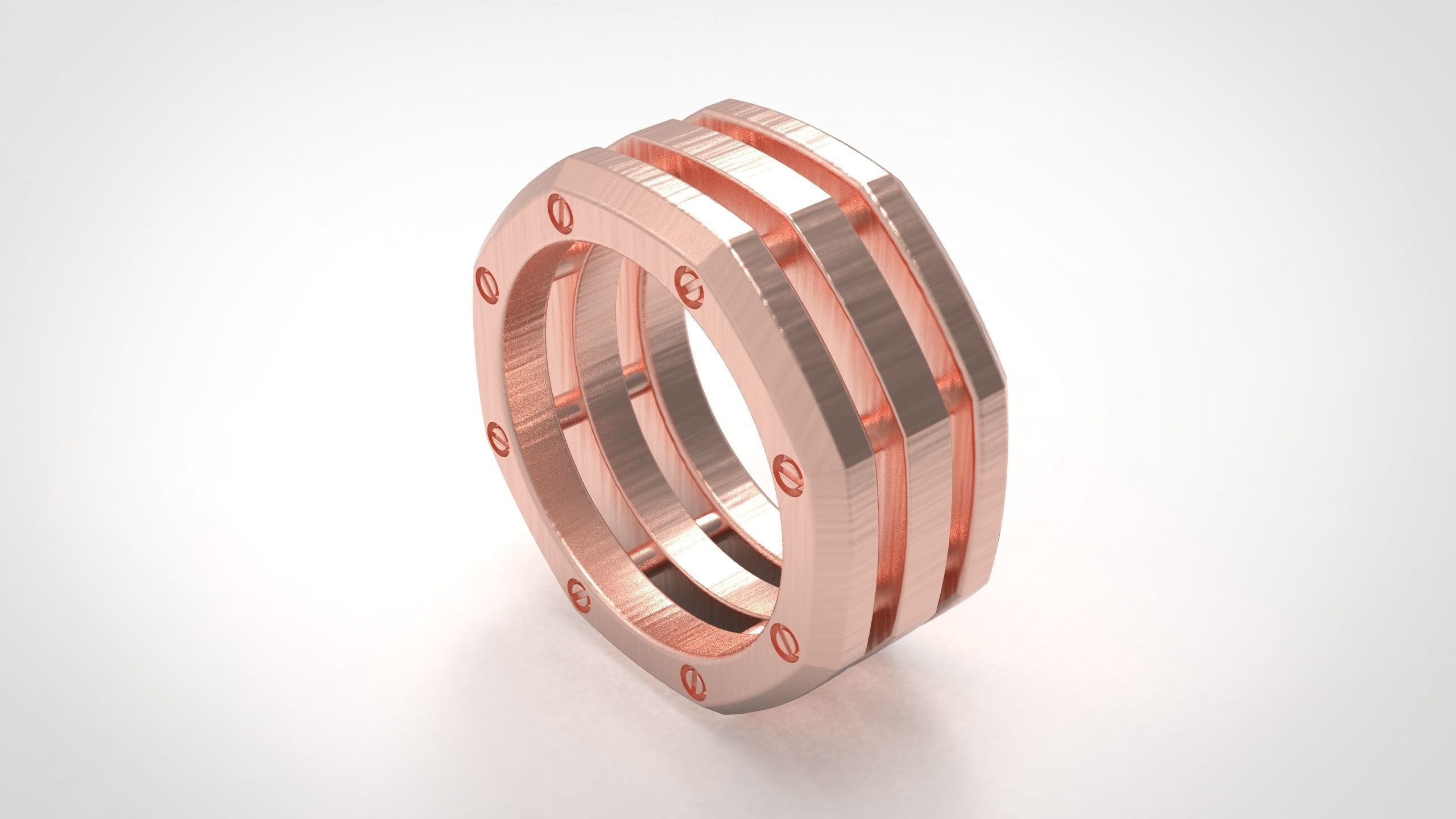 Rockford 3 Row Rings in Eu Sizes 3D print model_4