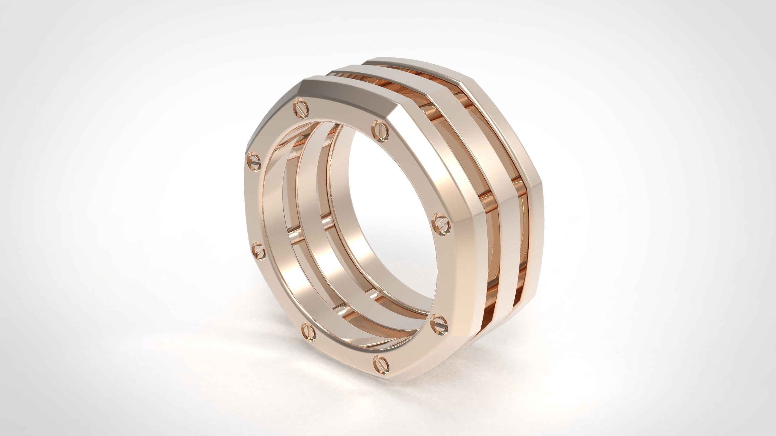 Rockford 3 Row Rings in Eu Sizes 3D print model_2