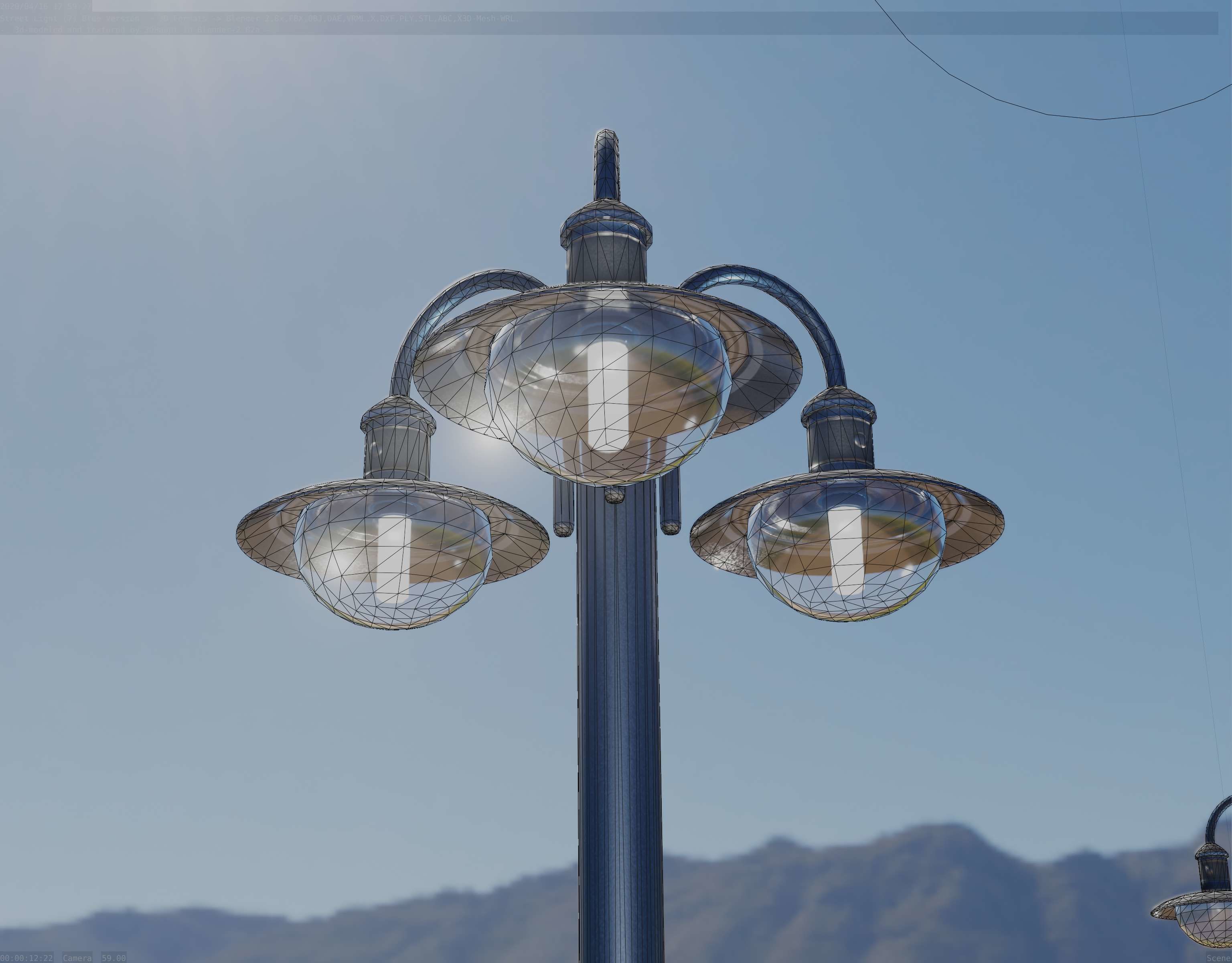 Street Light -7- Blue Version  3D Model Collection_27