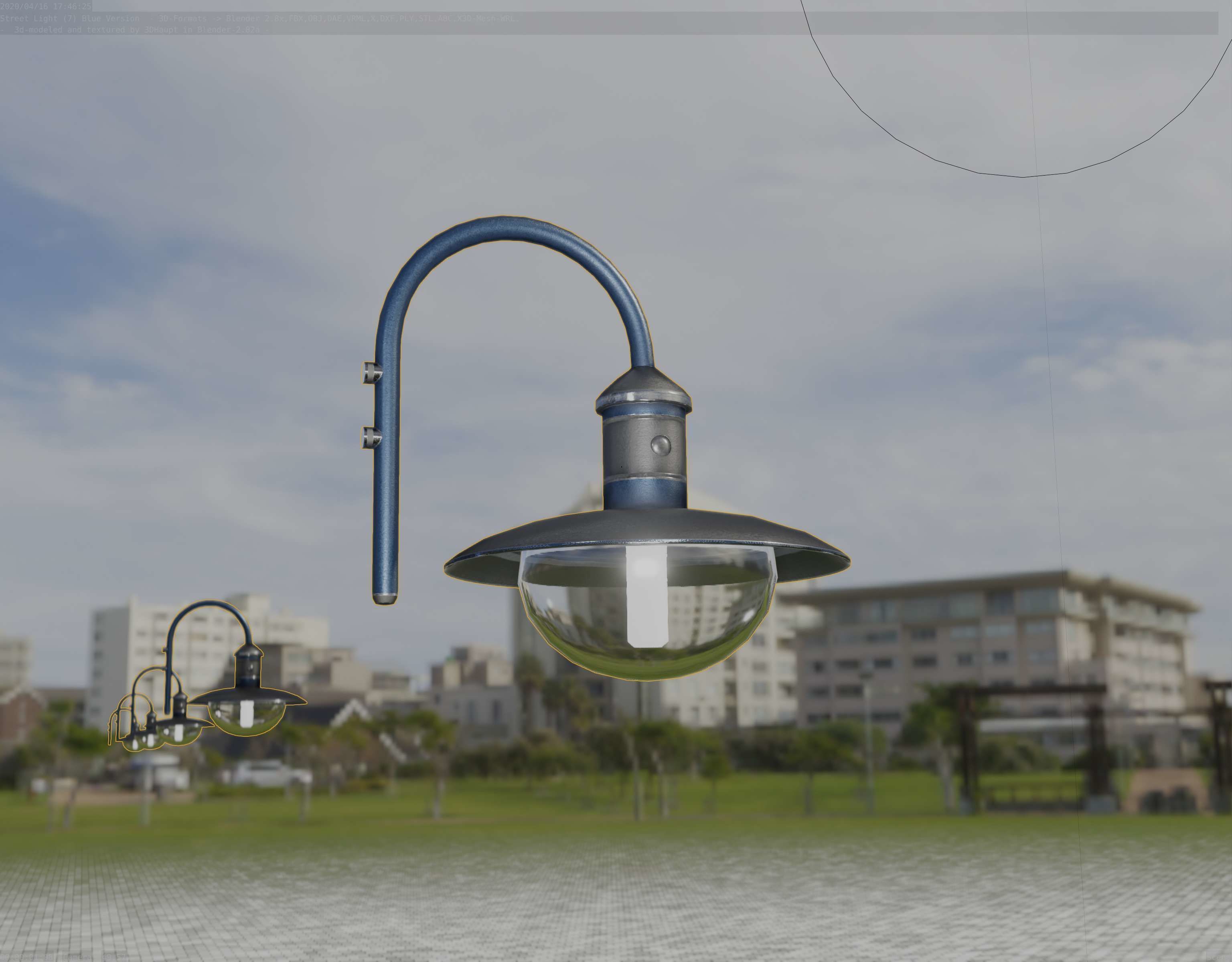 Street Light -7- Blue Version  3D Model Collection_70