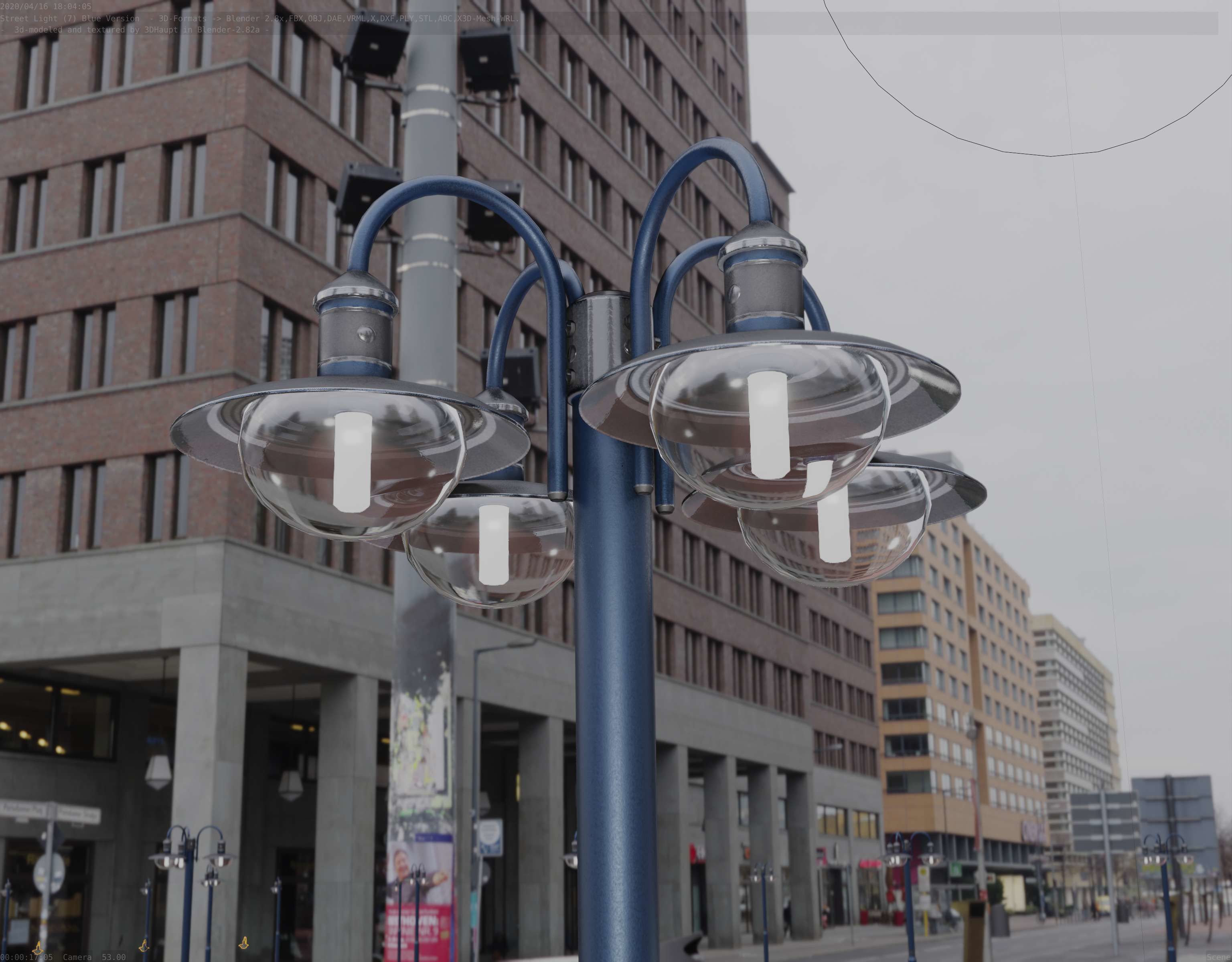 Street Light -7- Blue Version  3D Model Collection_47