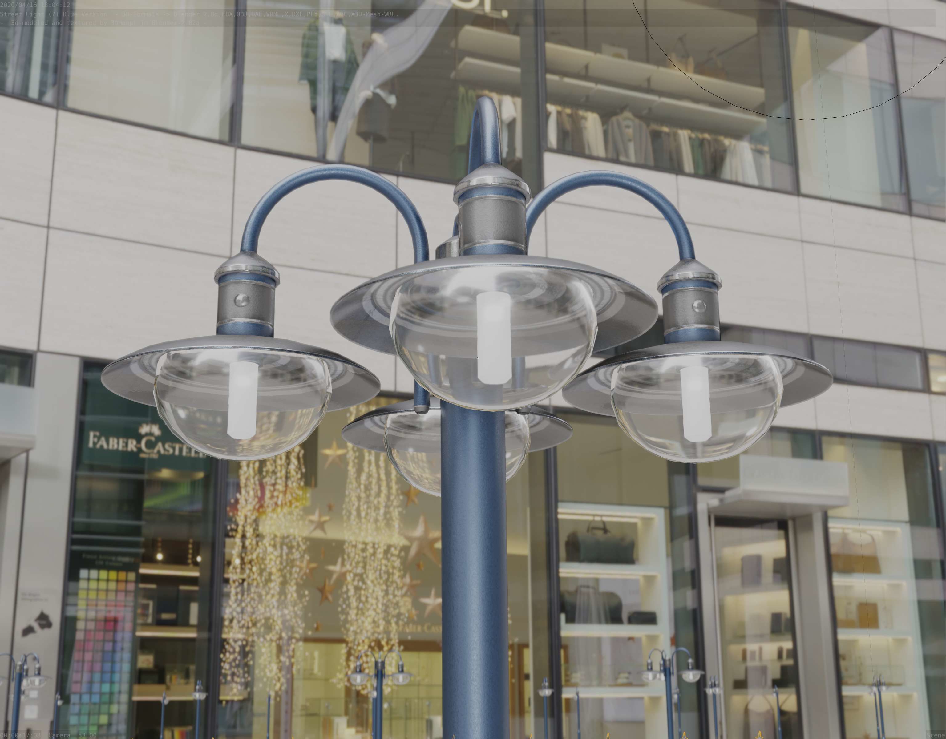 Street Light -7- Blue Version  3D Model Collection_45