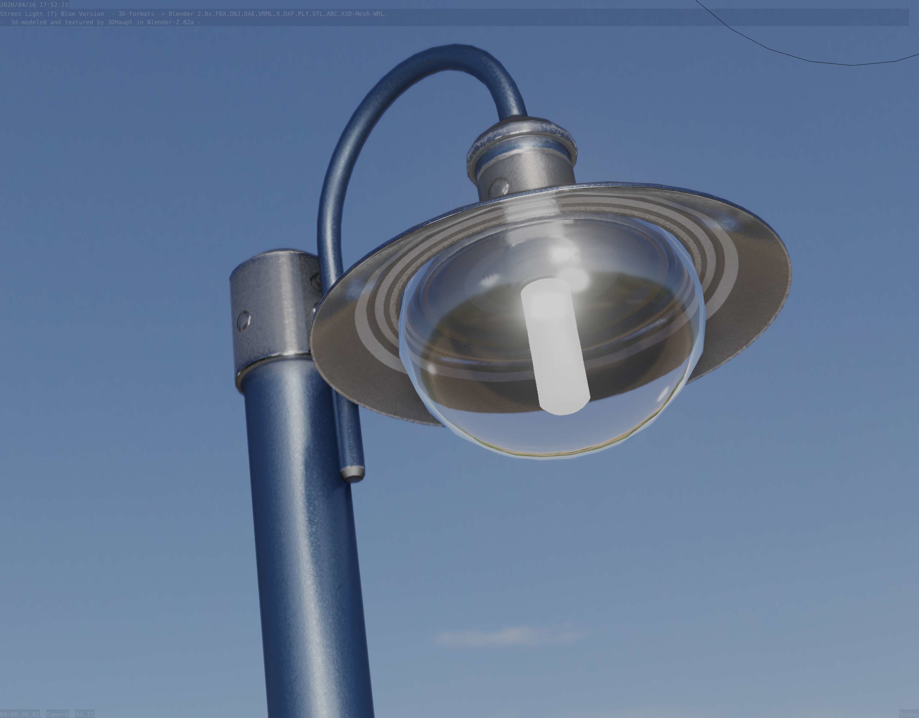 Street Light -7- Blue Version  3D Model Collection_8