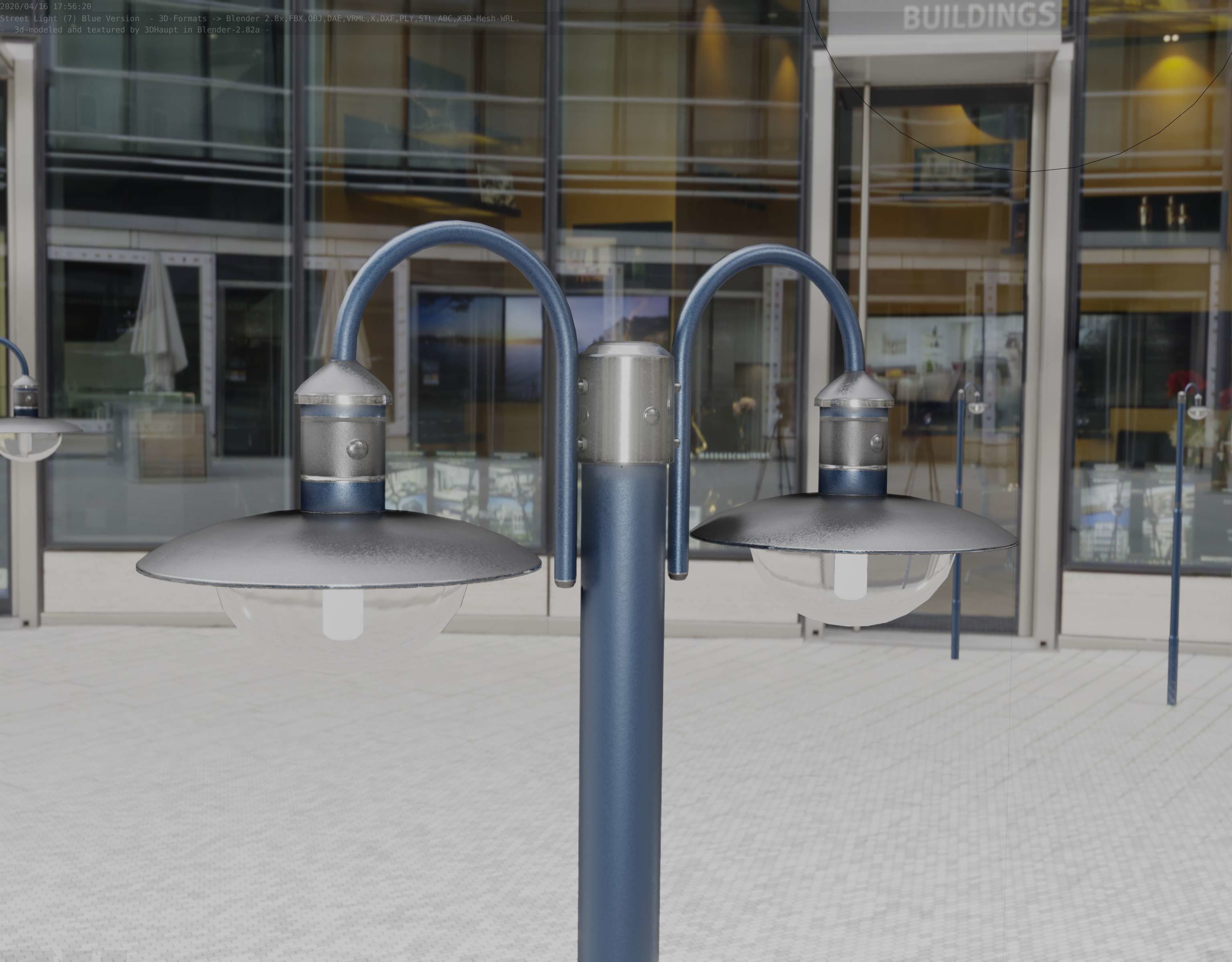 Street Light -7- Blue Version  3D Model Collection_15