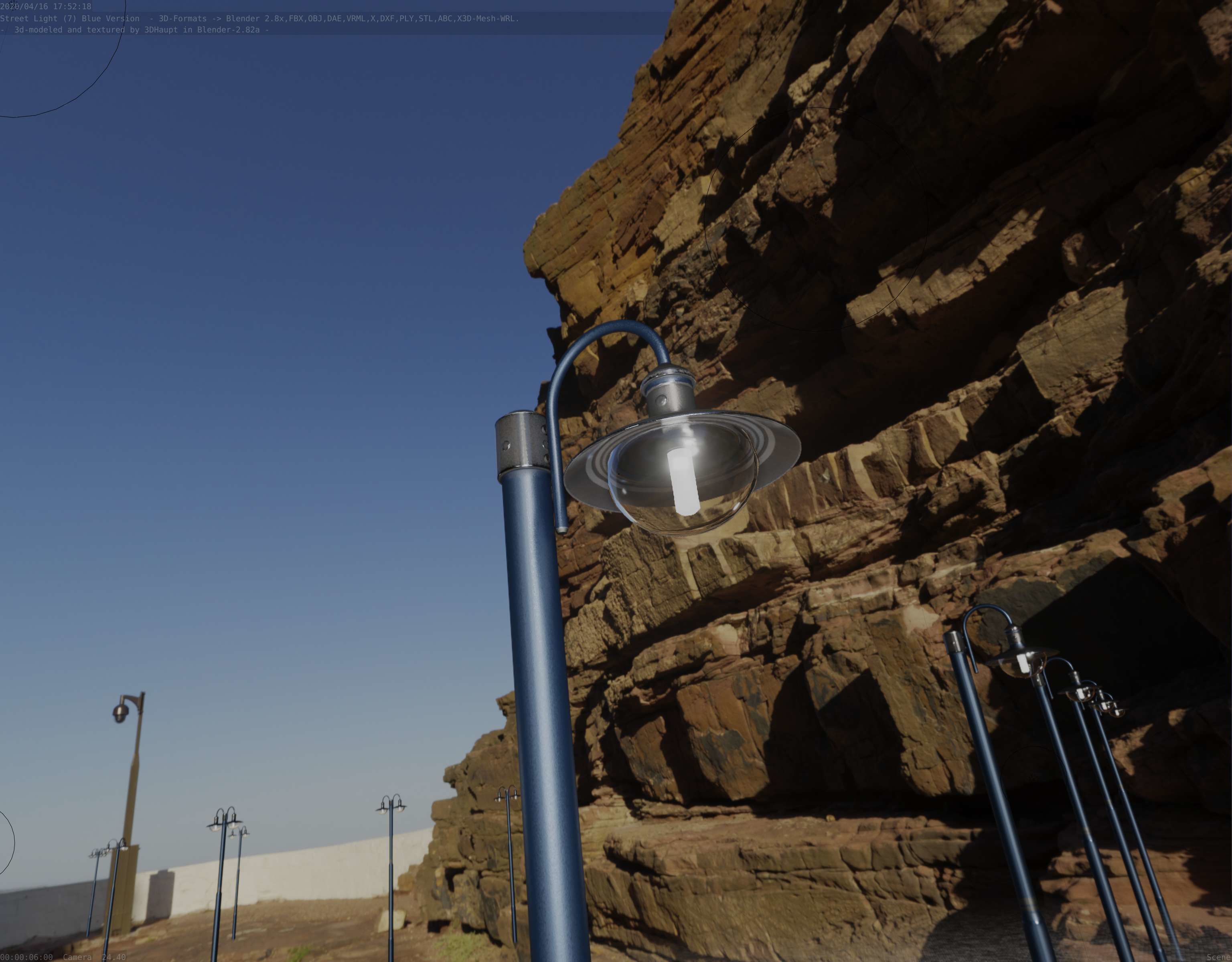 Street Light -7- Blue Version  3D Model Collection_13