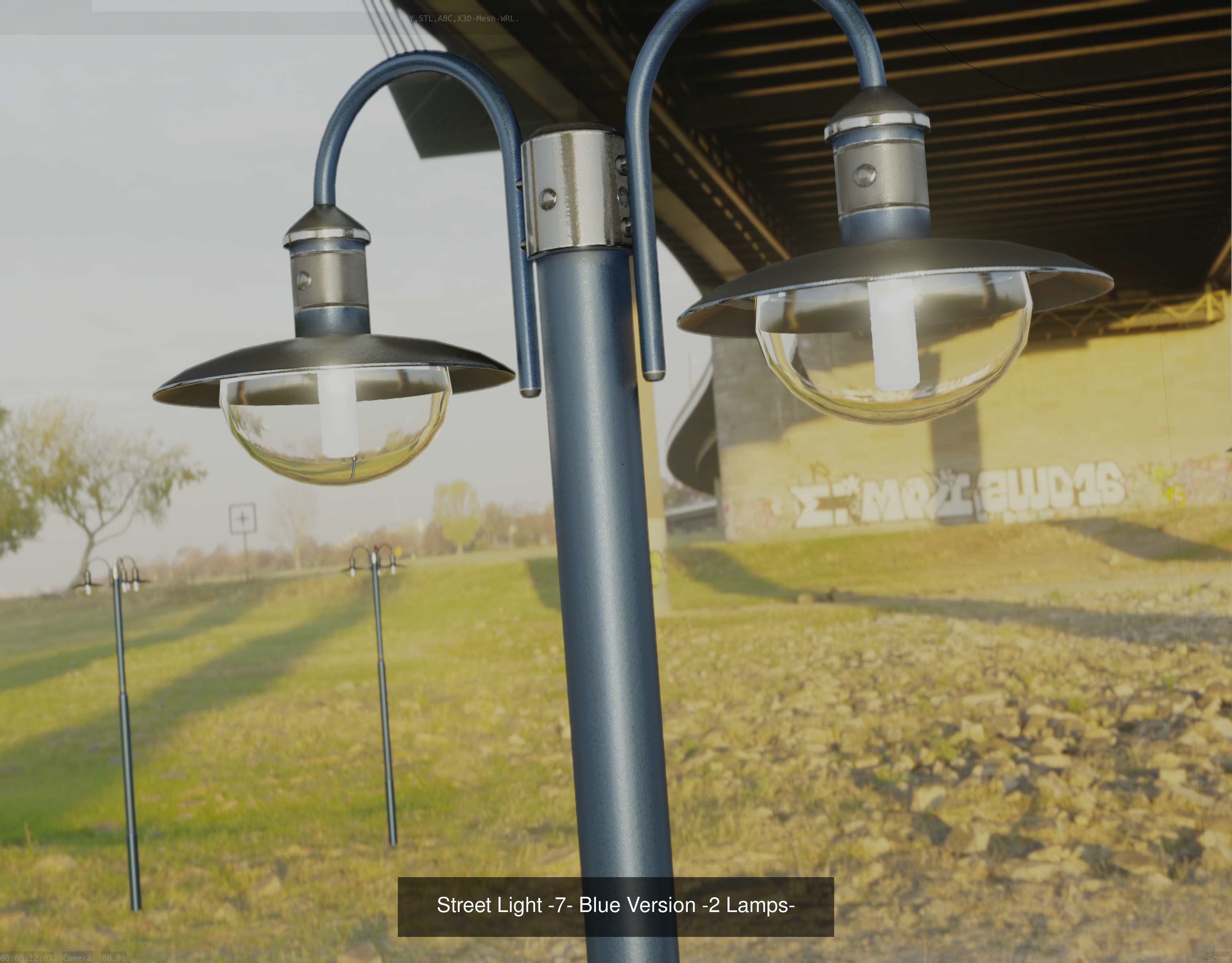 Street Light -7- Blue Version  3D Model Collection_1