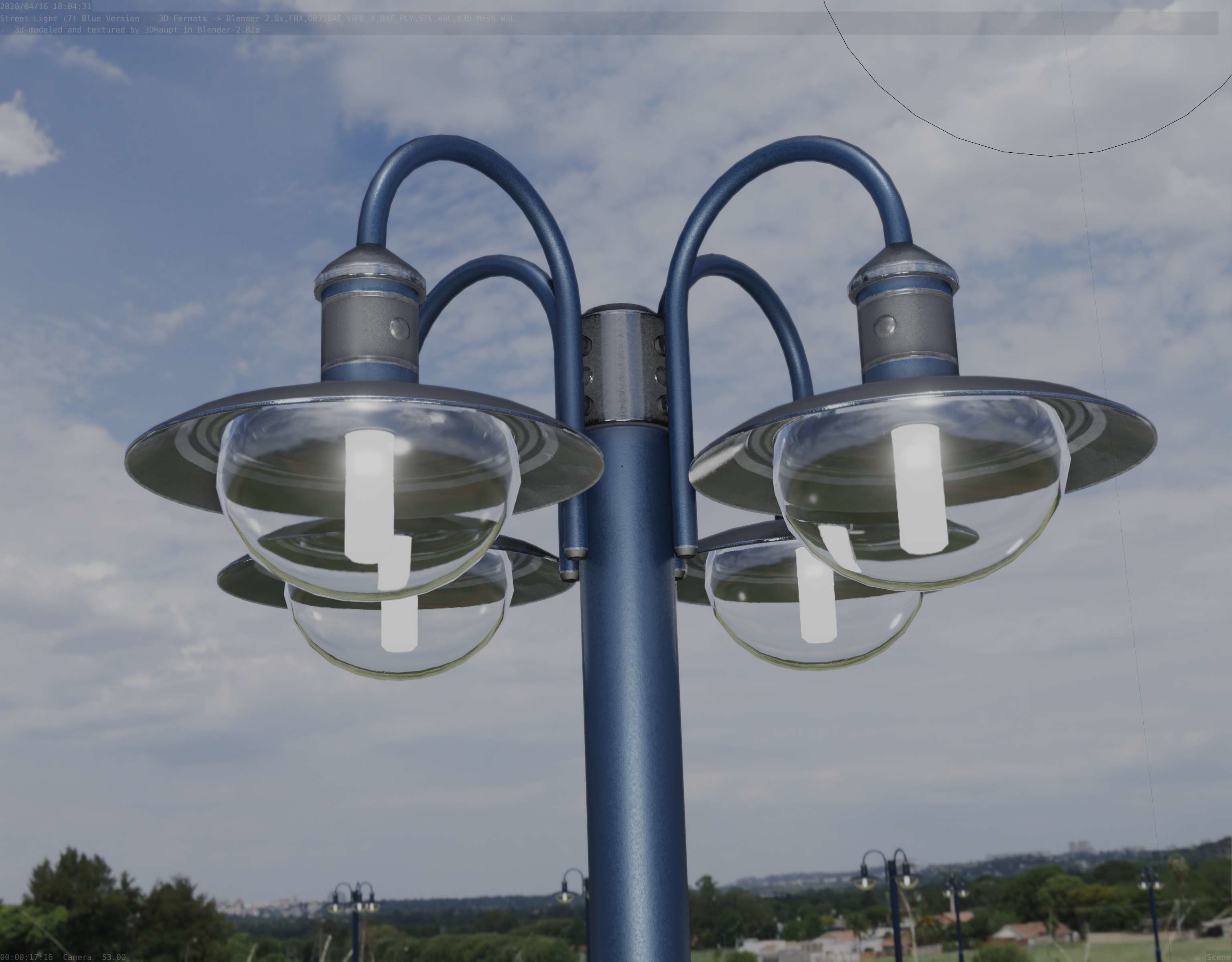 Street Light -7- Blue Version  3D Model Collection_52