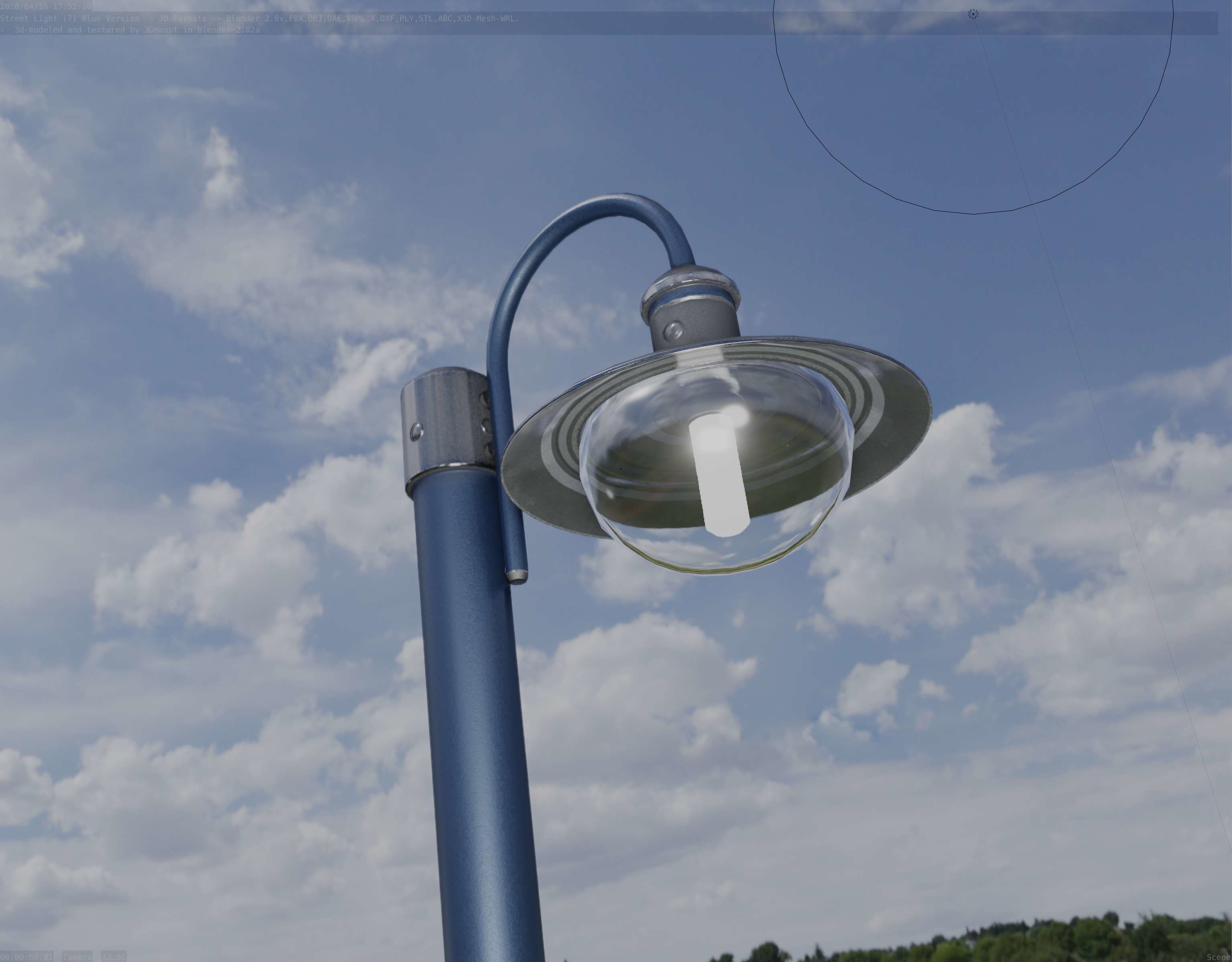 Street Light -7- Blue Version  3D Model Collection_9