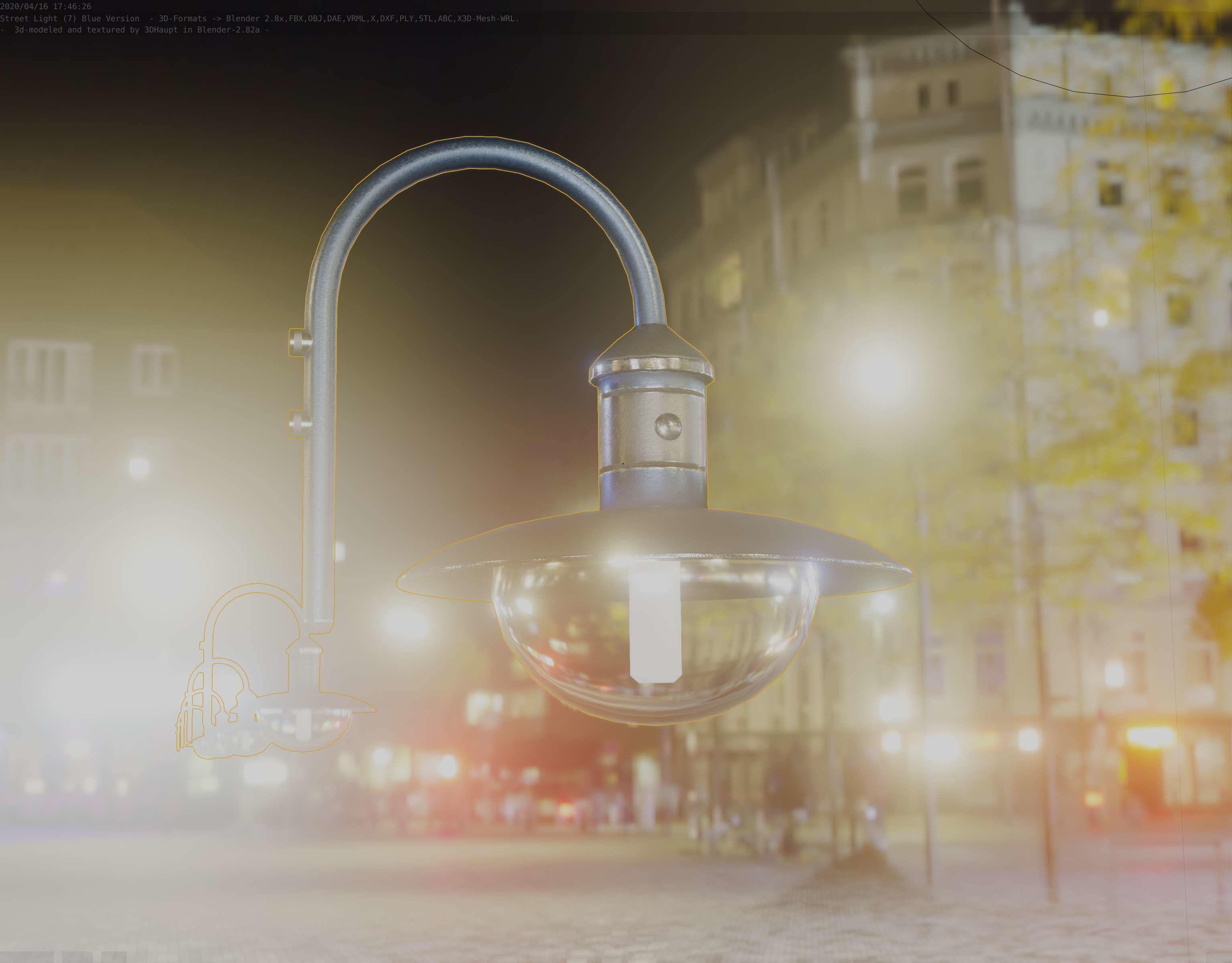 Street Light -7- Blue Version  3D Model Collection_72