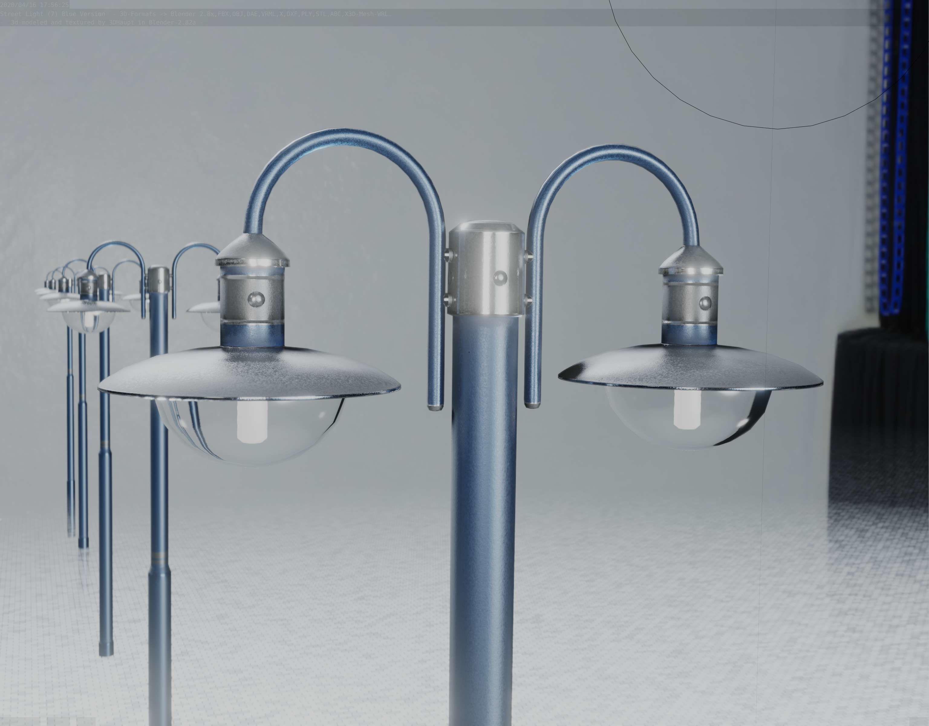 Street Light -7- Blue Version  3D Model Collection_17