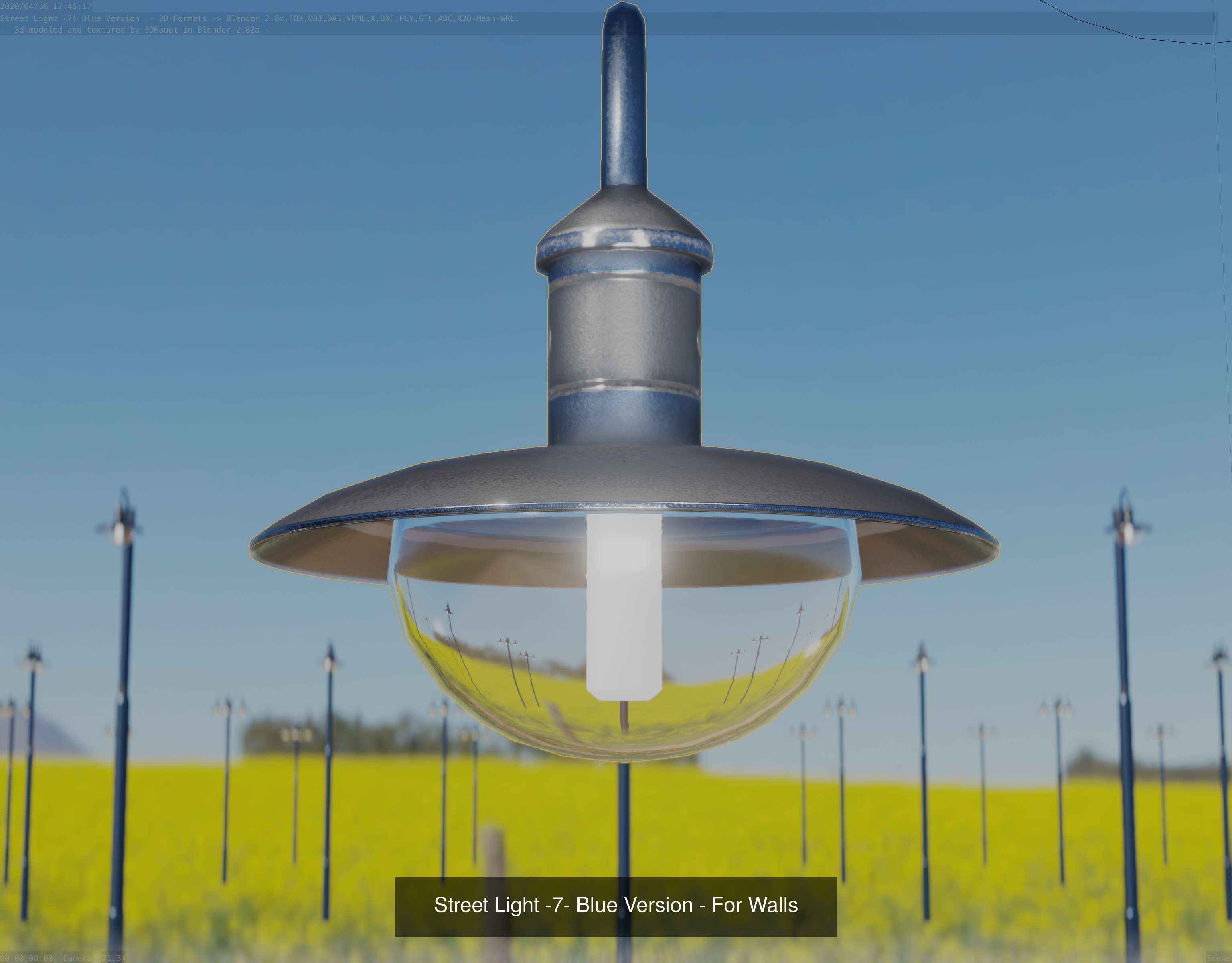 Street Light -7- Blue Version  3D Model Collection_5