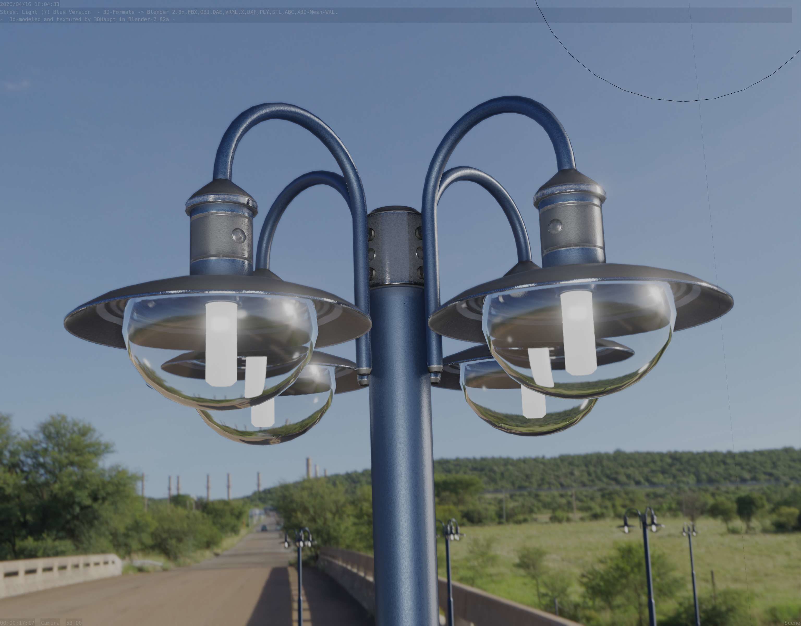 Street Light -7- Blue Version  3D Model Collection_55
