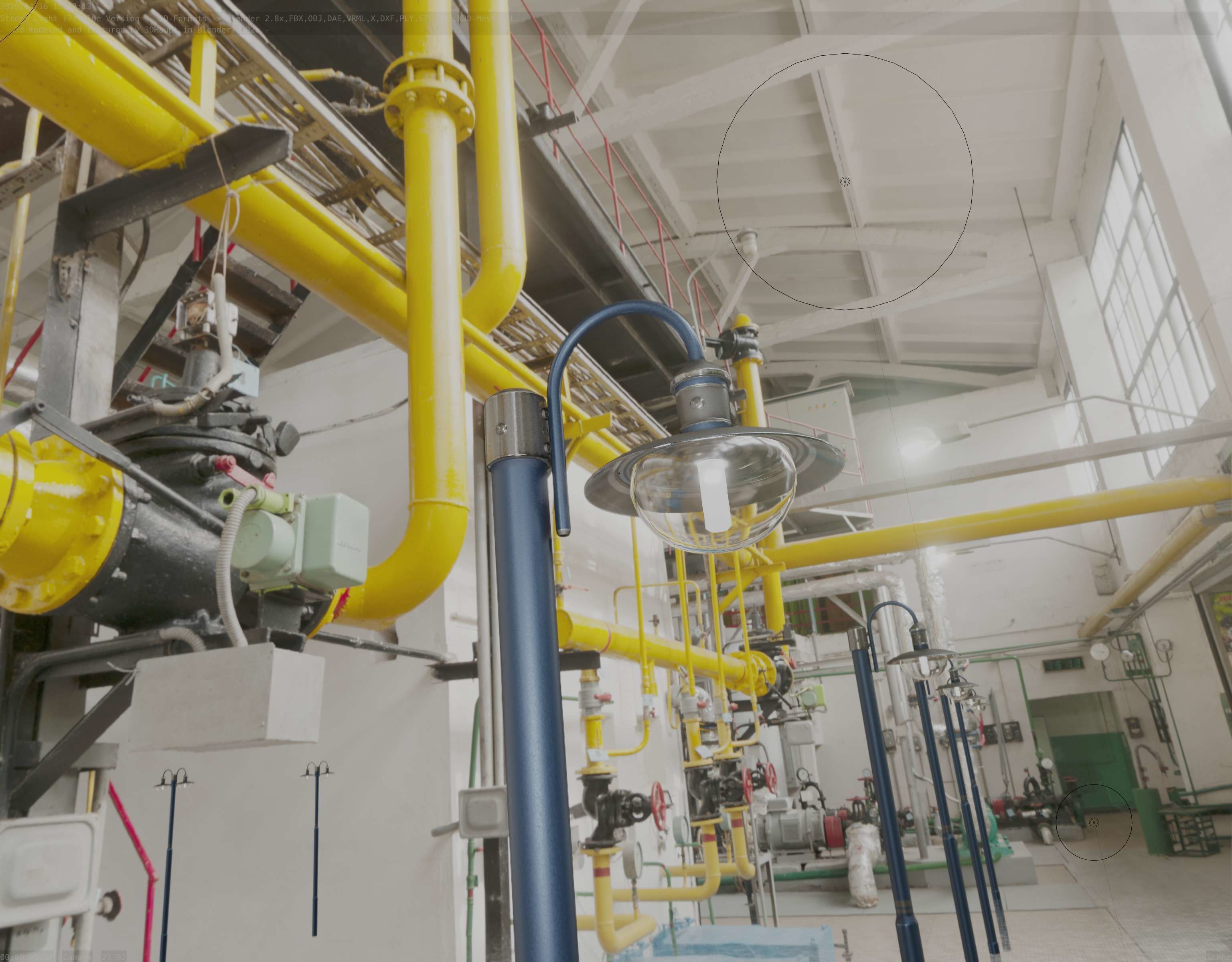 Street Light -7- Blue Version  3D Model Collection_7