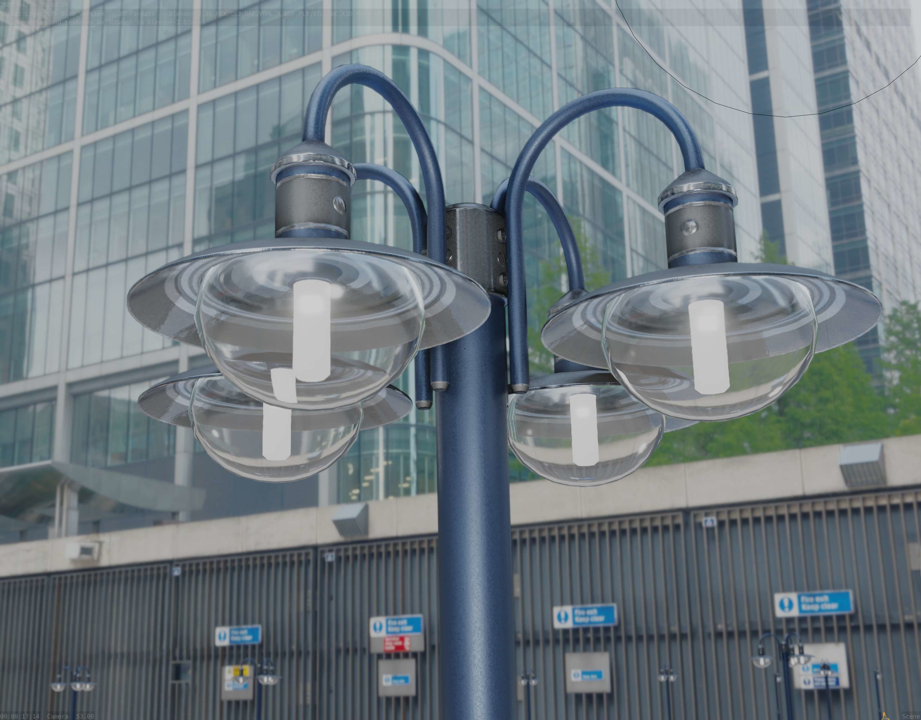 Street Light -7- Blue Version  3D Model Collection_56