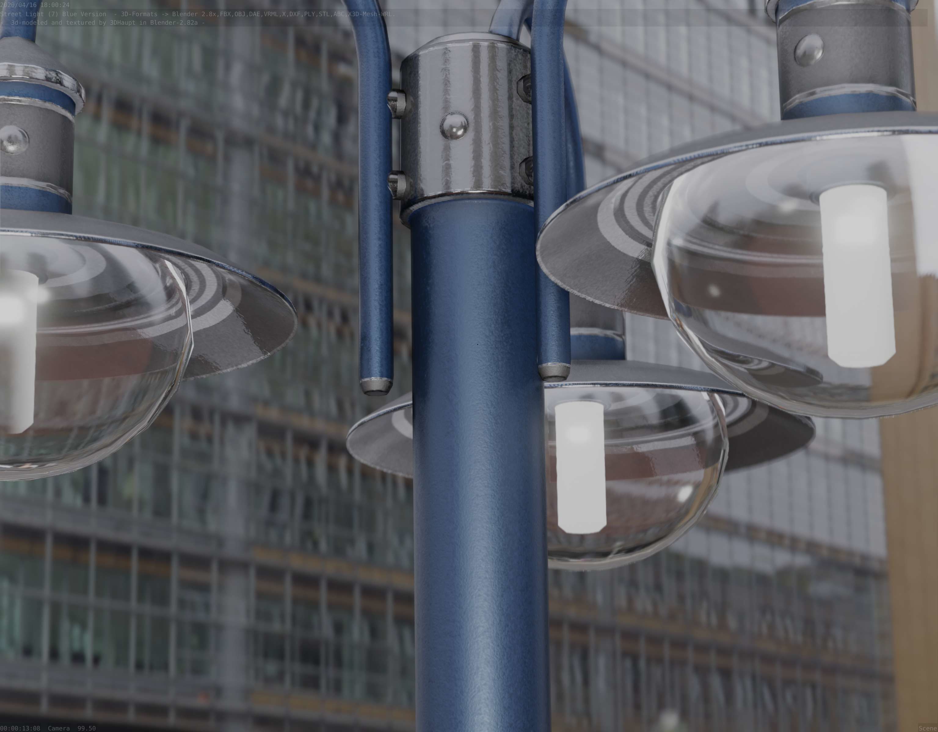 Street Light -7- Blue Version  3D Model Collection_35