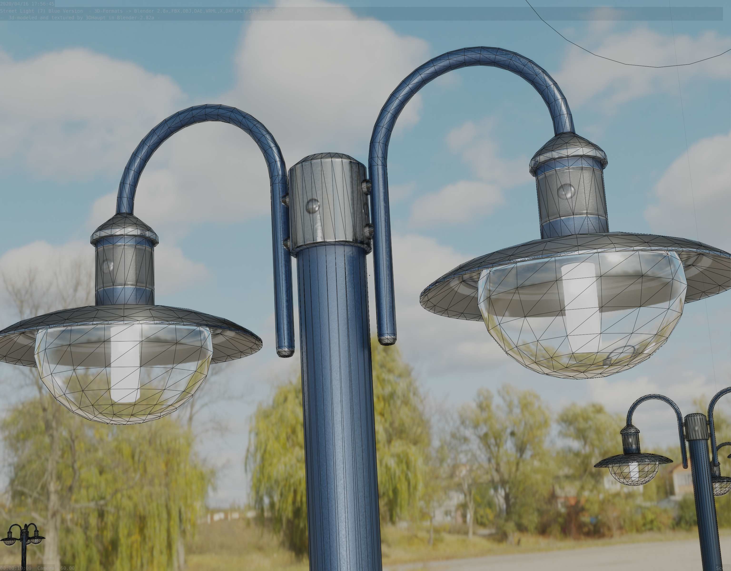 Street Light -7- Blue Version  3D Model Collection_25