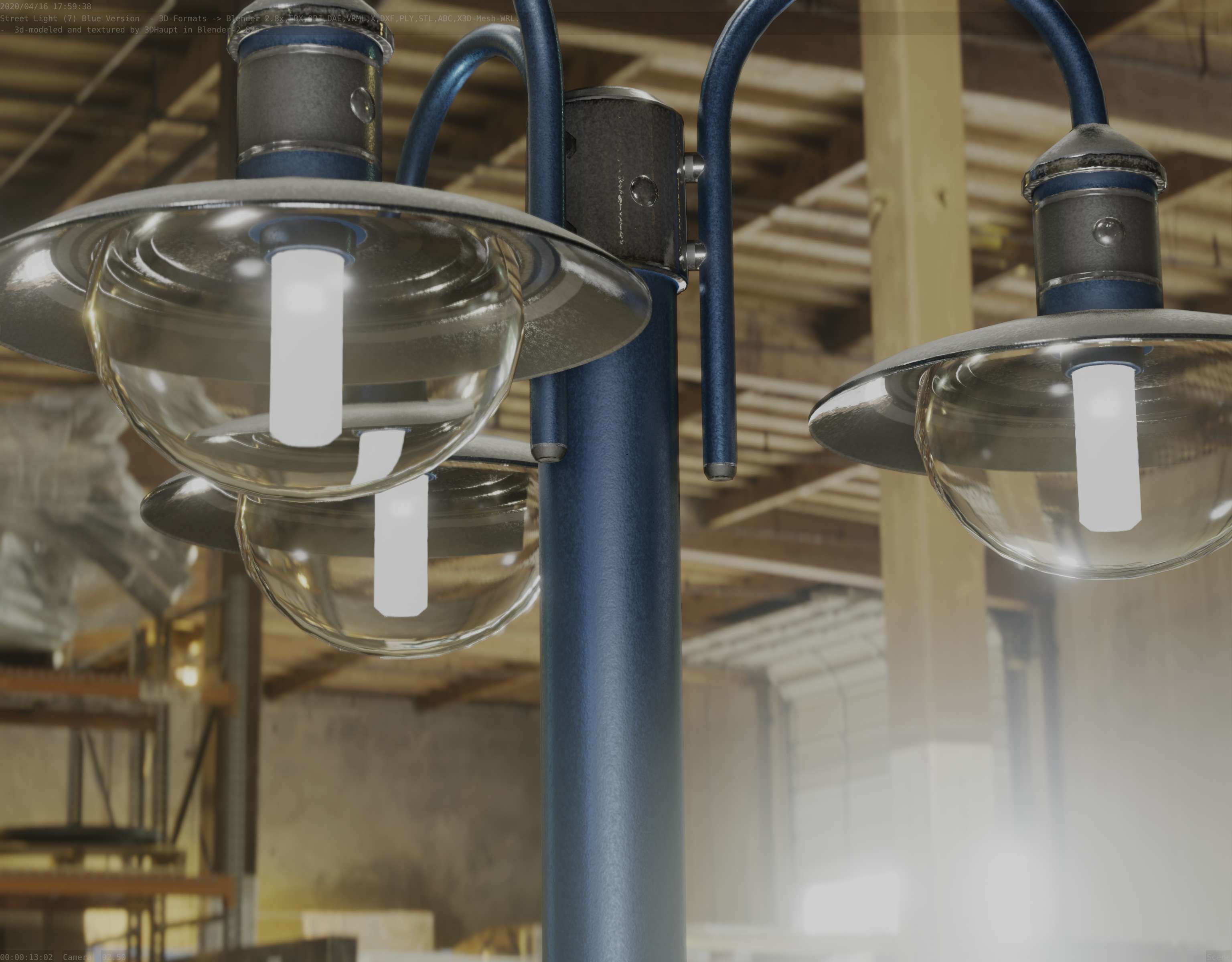 Street Light -7- Blue Version  3D Model Collection_31