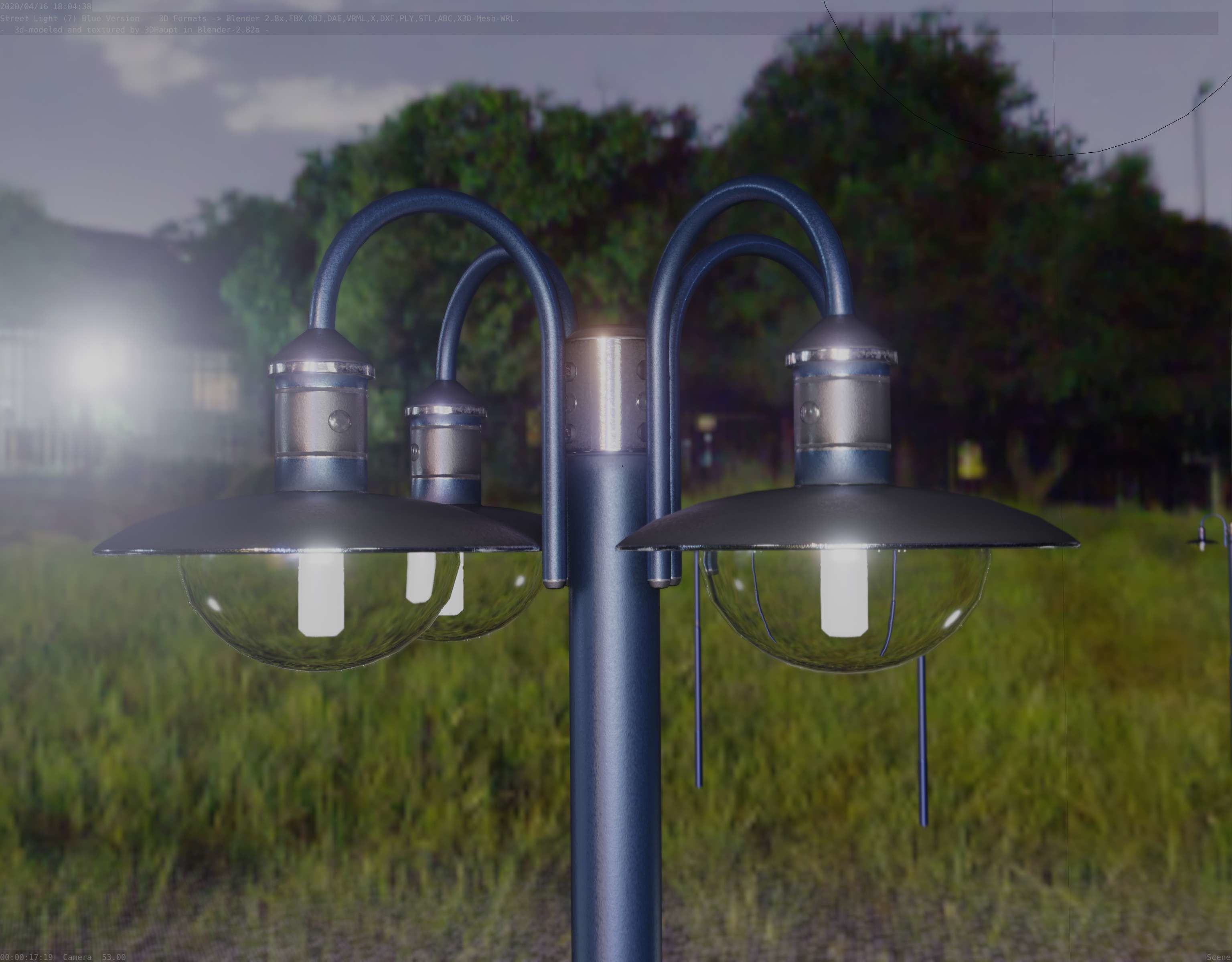 Street Light -7- Blue Version  3D Model Collection_58