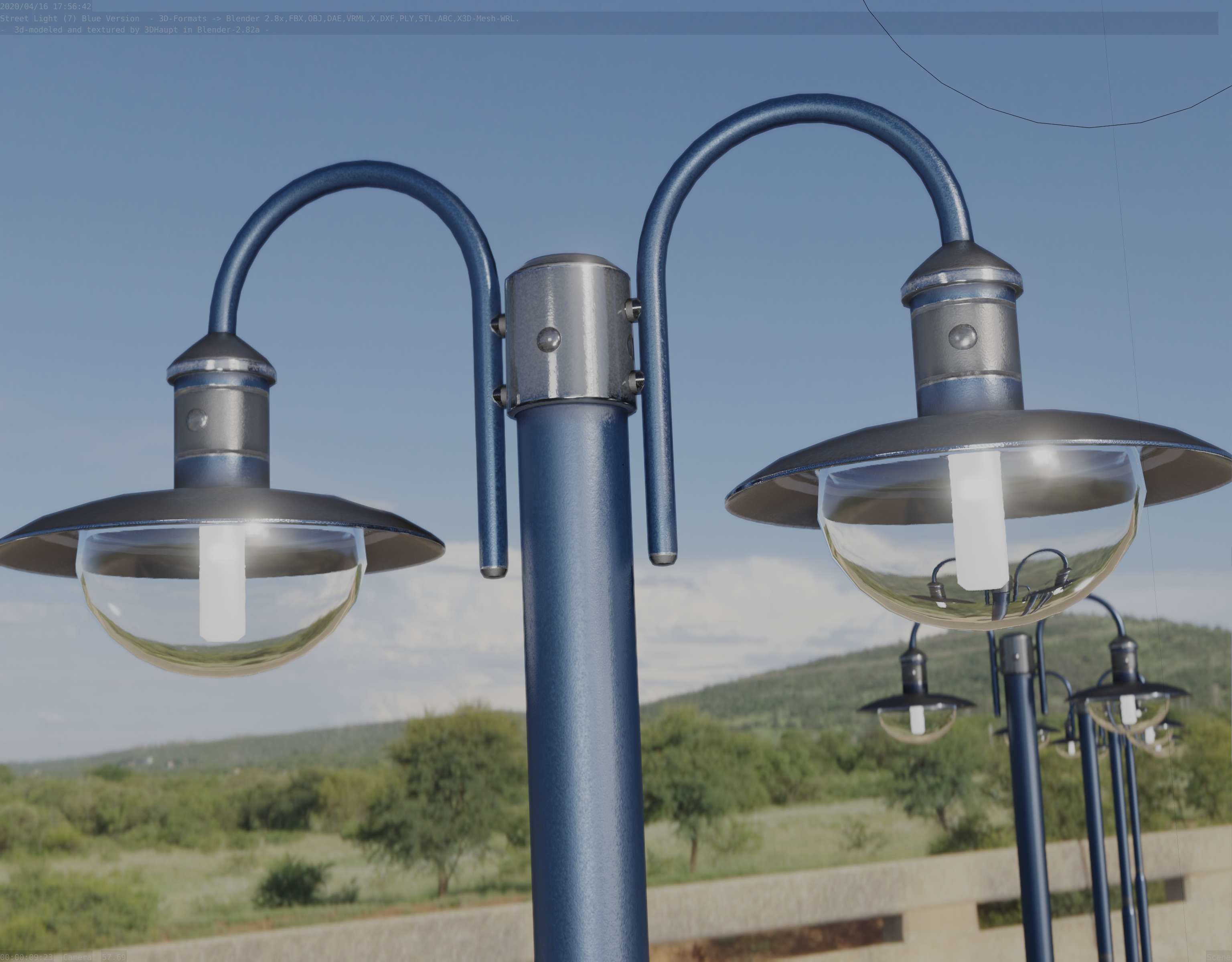 Street Light -7- Blue Version  3D Model Collection_24