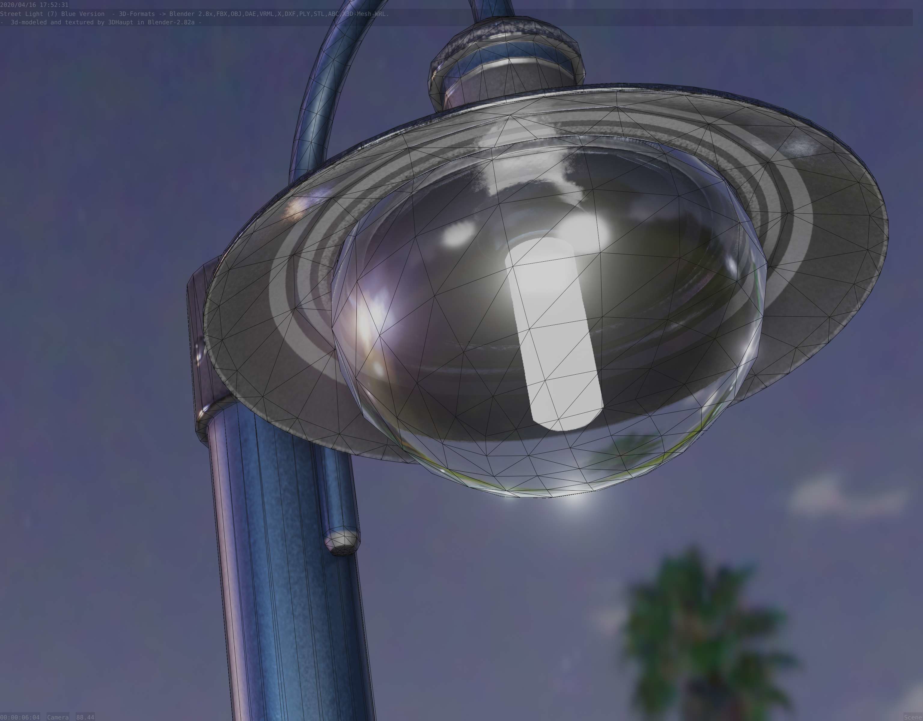 Street Light -7- Blue Version  3D Model Collection_12