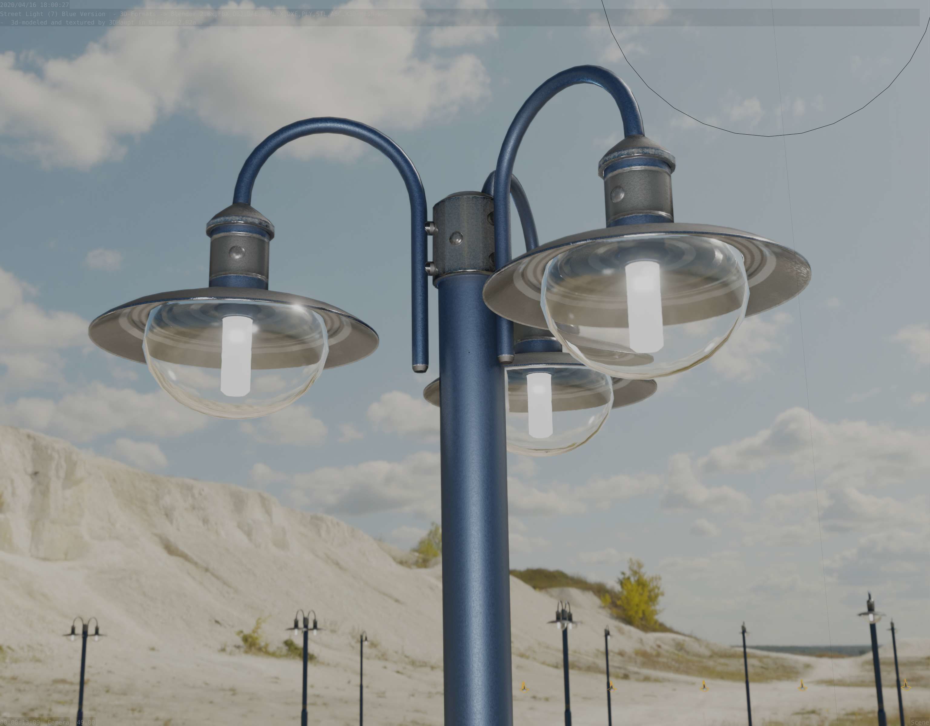 Street Light -7- Blue Version  3D Model Collection_37