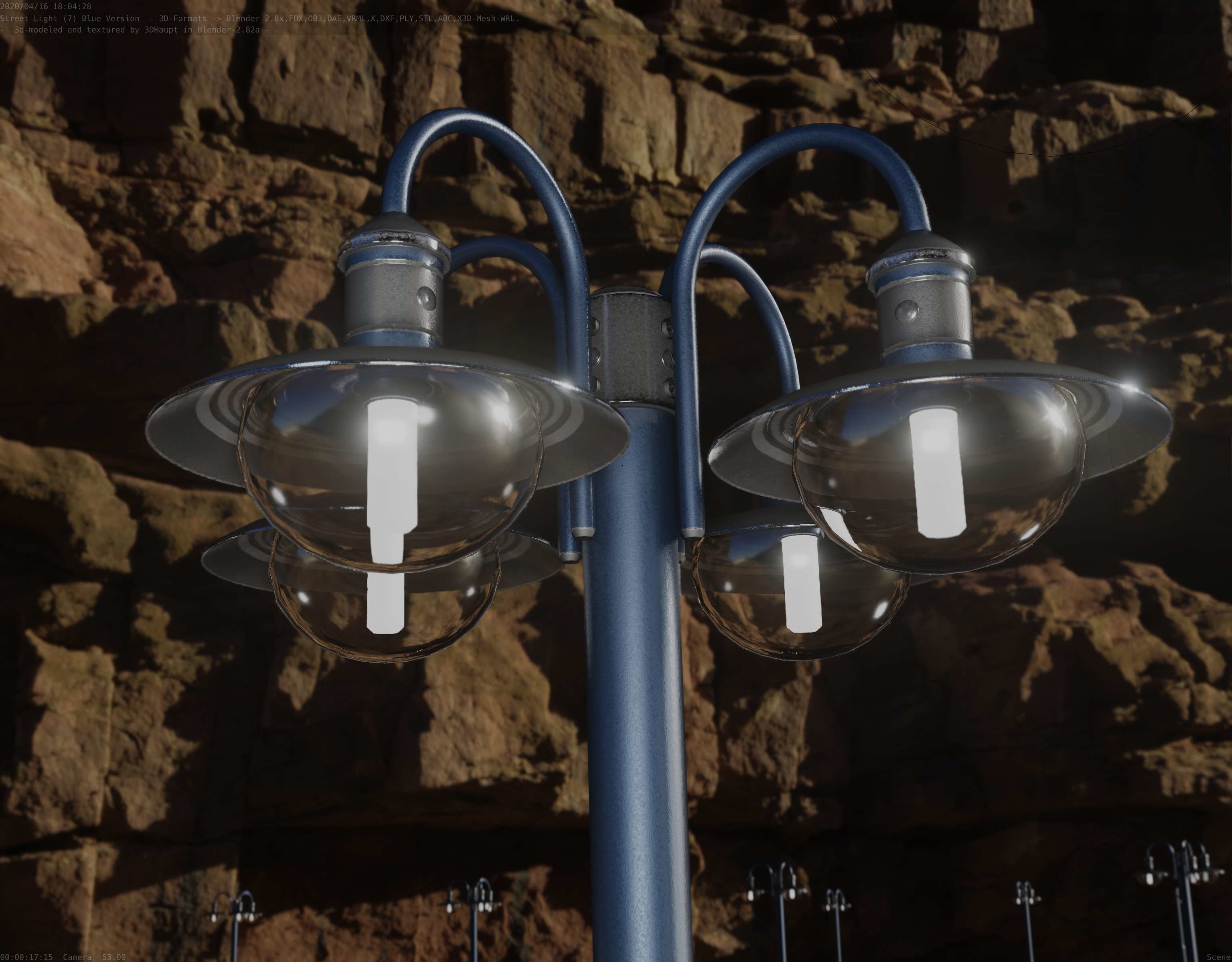 Street Light -7- Blue Version  3D Model Collection_53