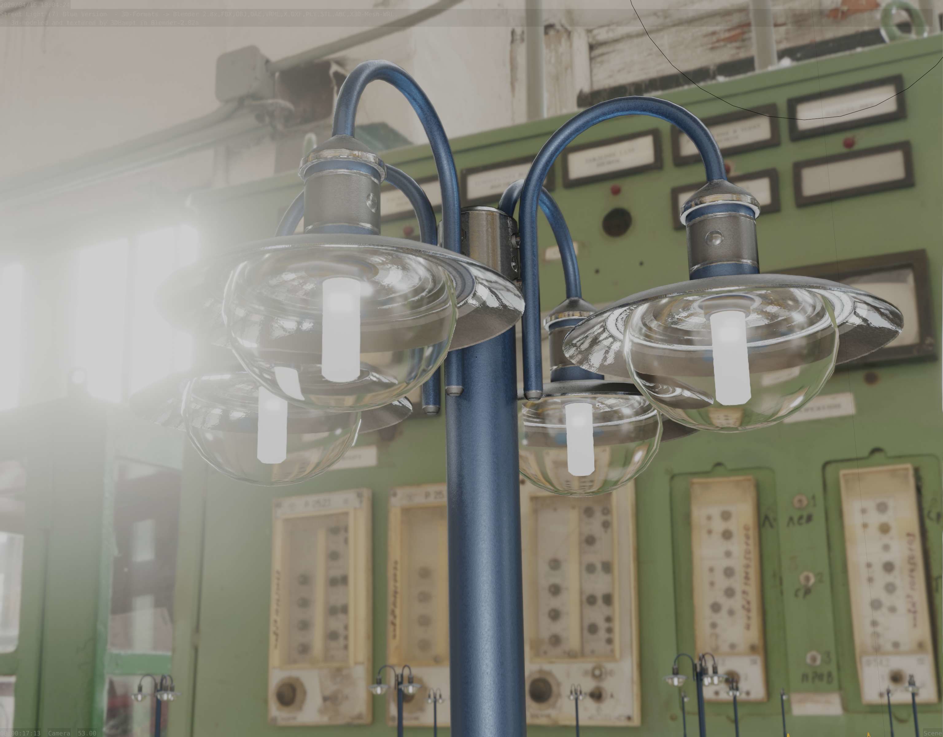 Street Light -7- Blue Version  3D Model Collection_49