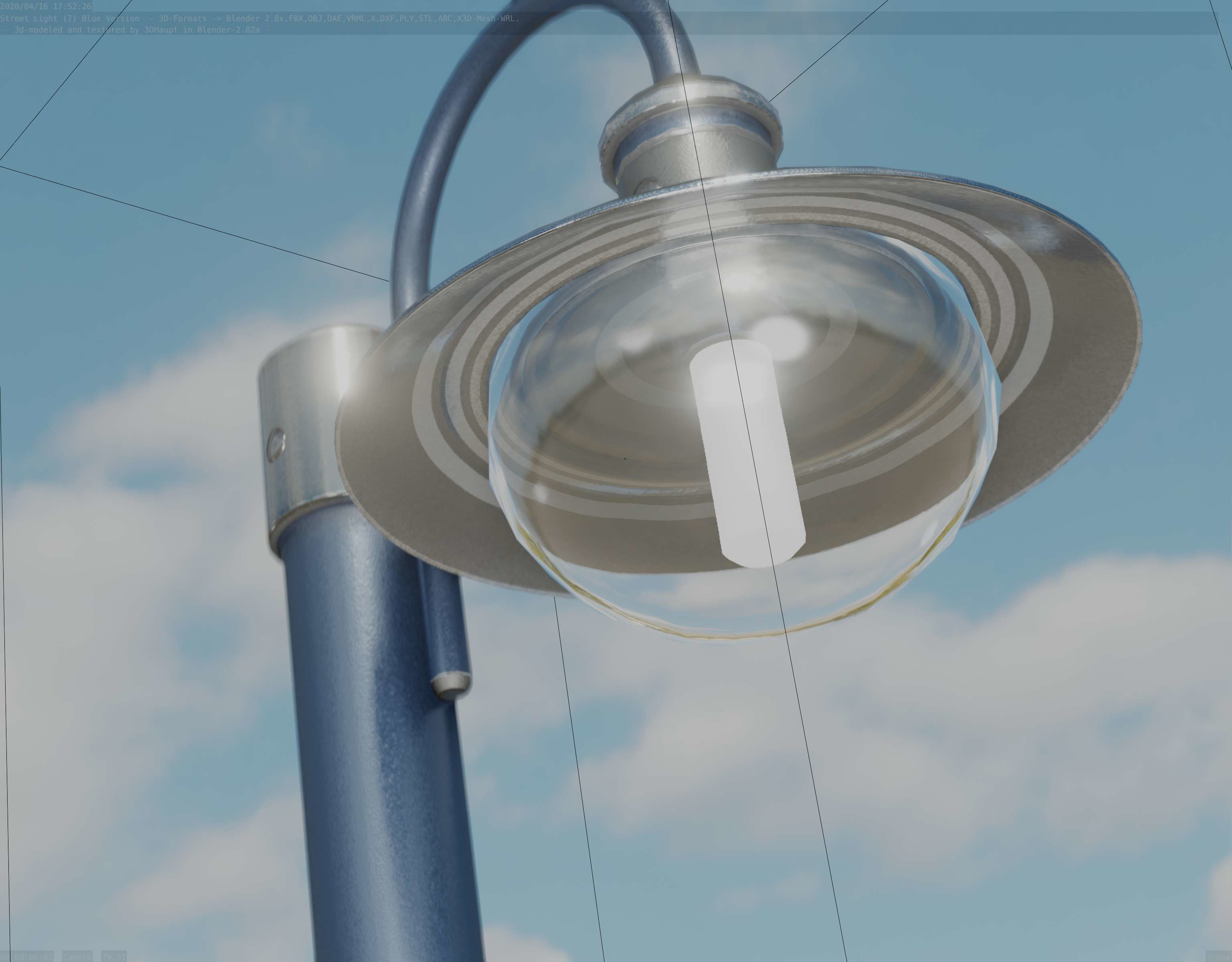 Street Light -7- Blue Version  3D Model Collection_10