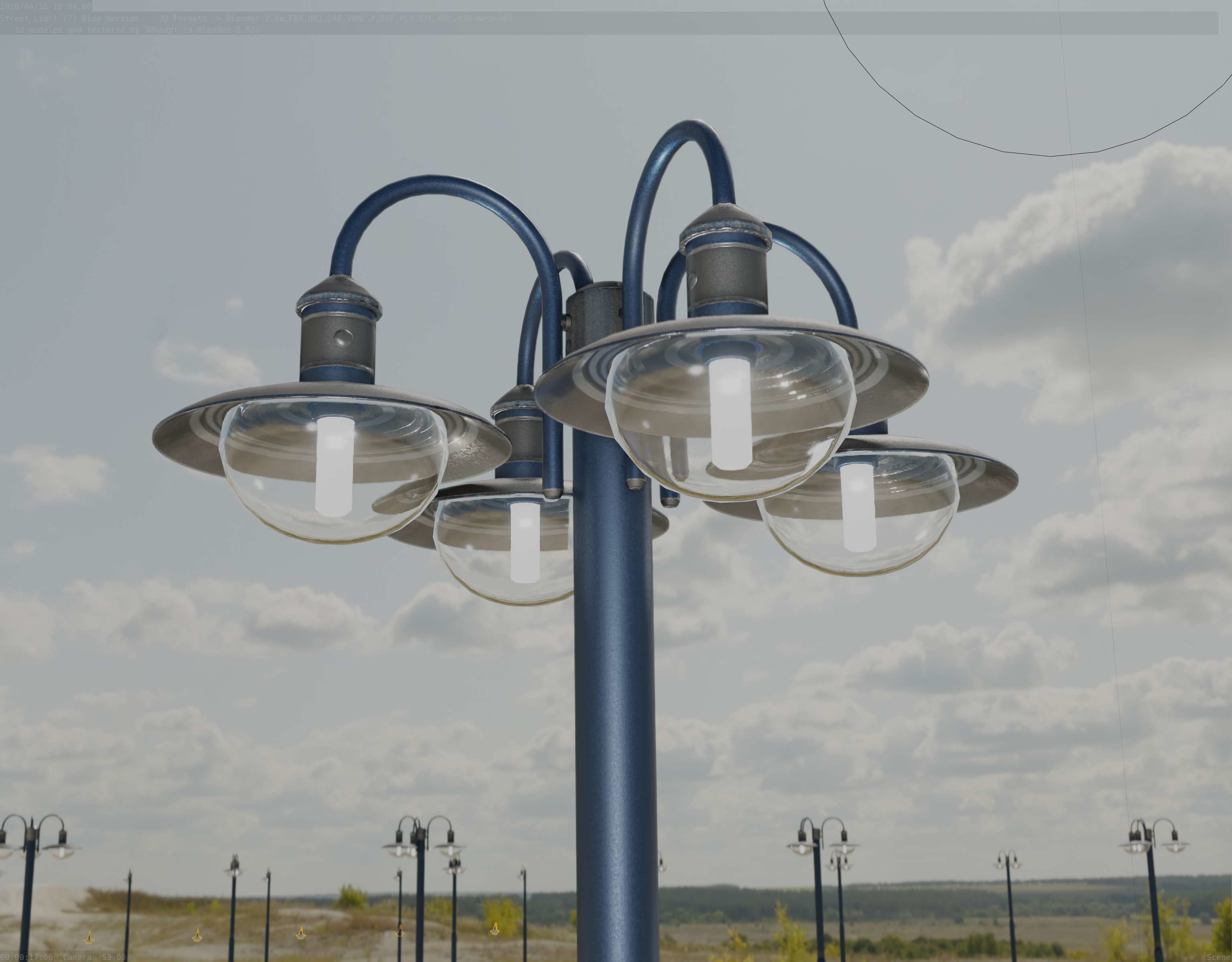 Street Light -7- Blue Version  3D Model Collection_50