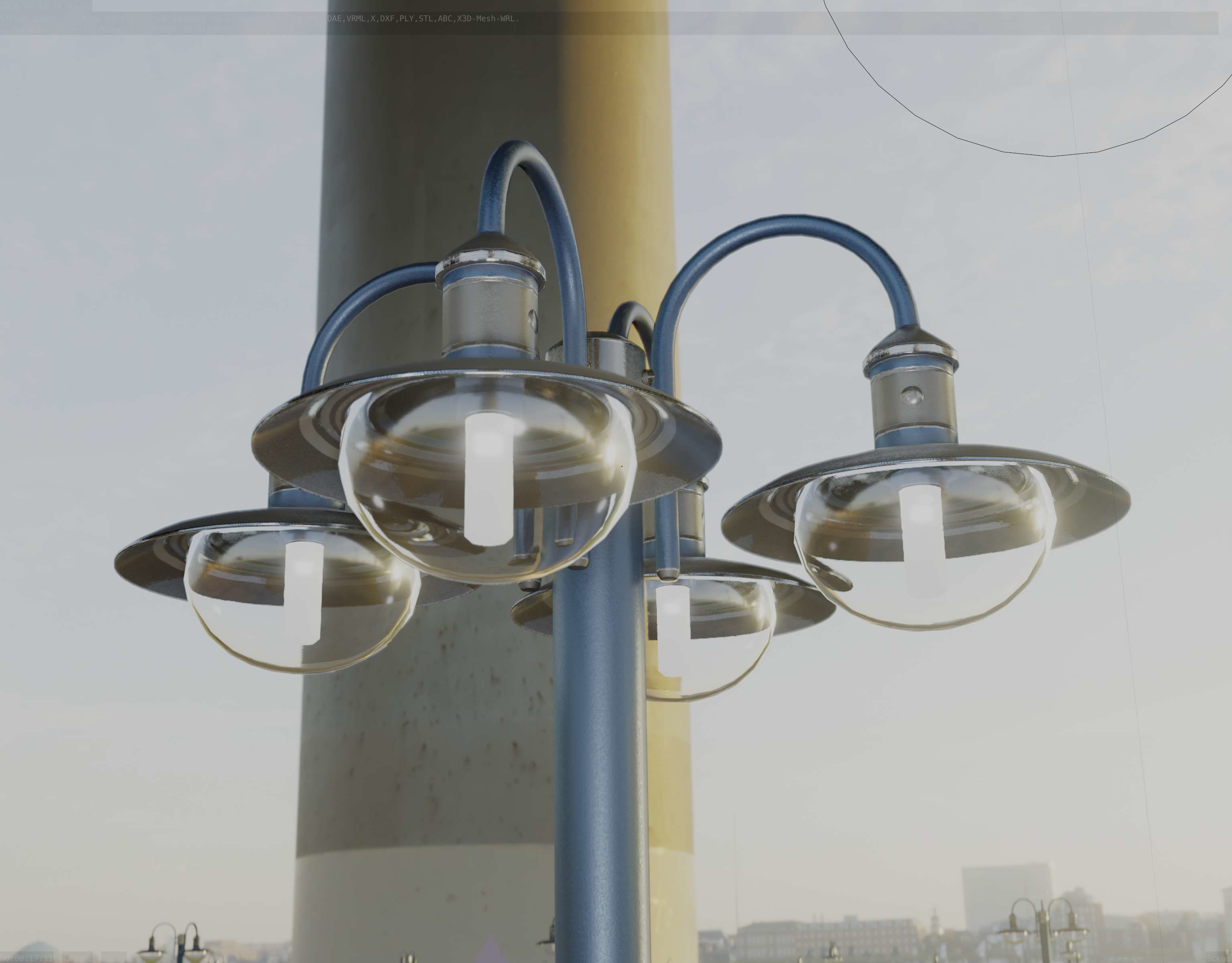 Street Light -7- Blue Version  3D Model Collection_46