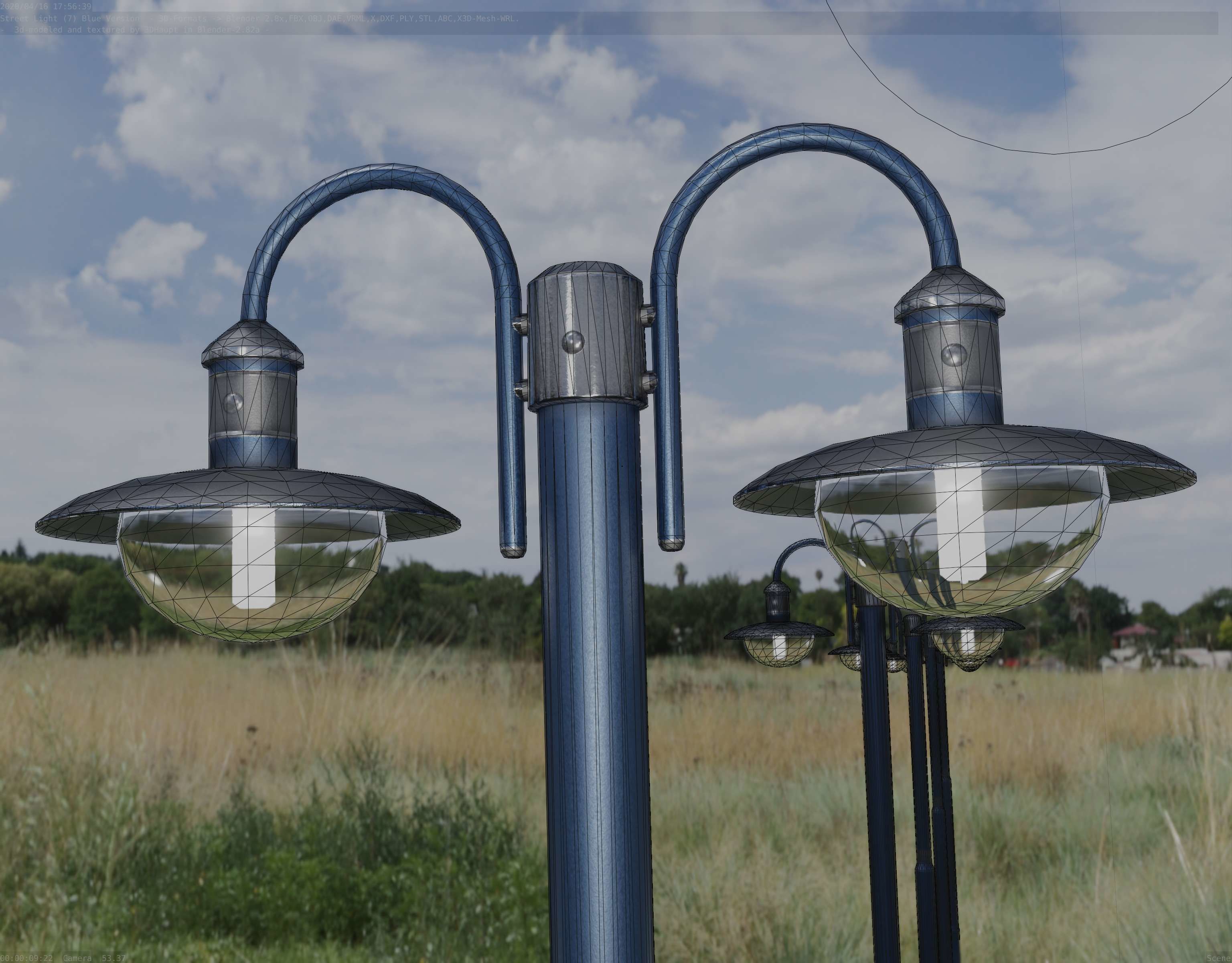 Street Light -7- Blue Version  3D Model Collection_22