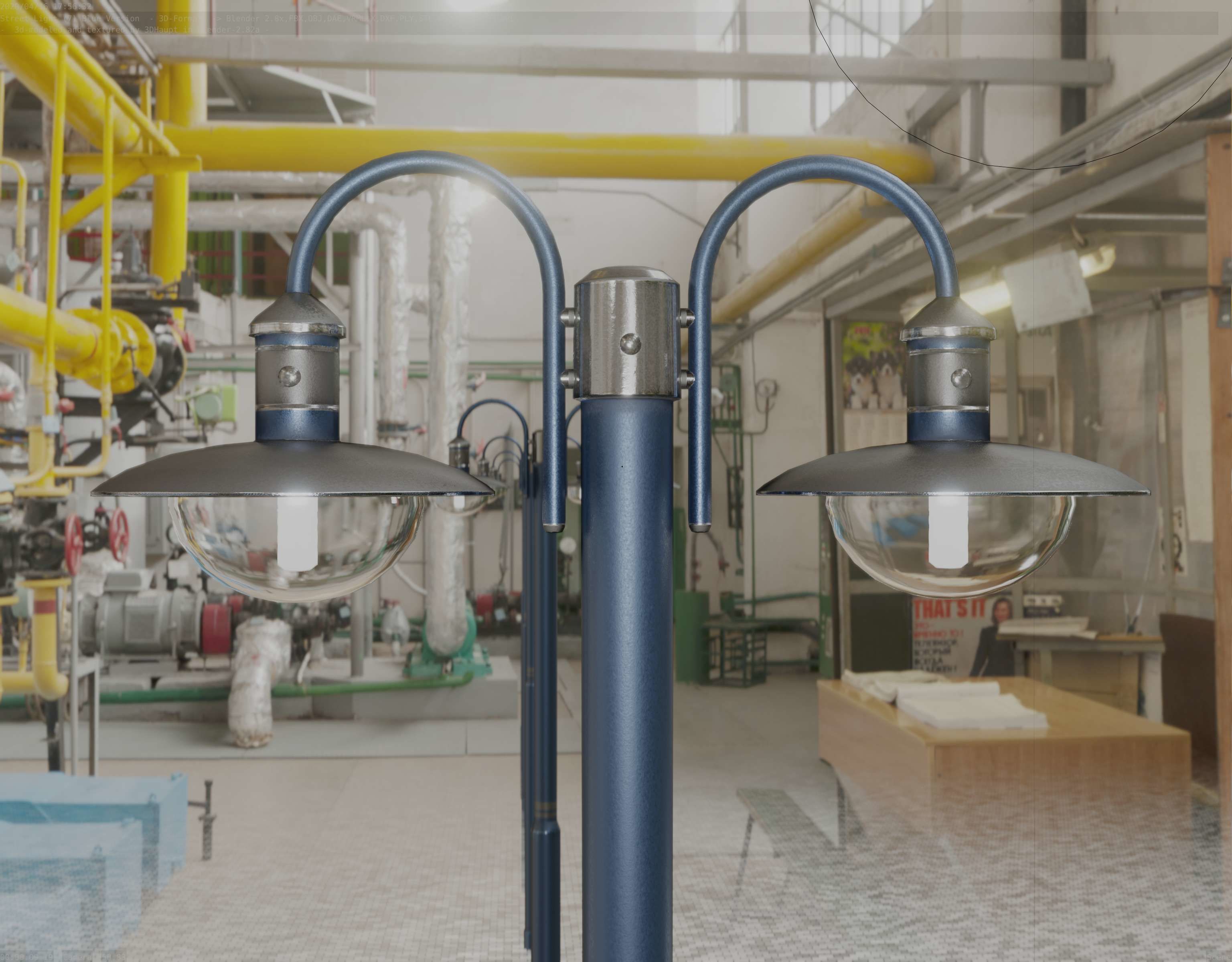 Street Light -7- Blue Version  3D Model Collection_16