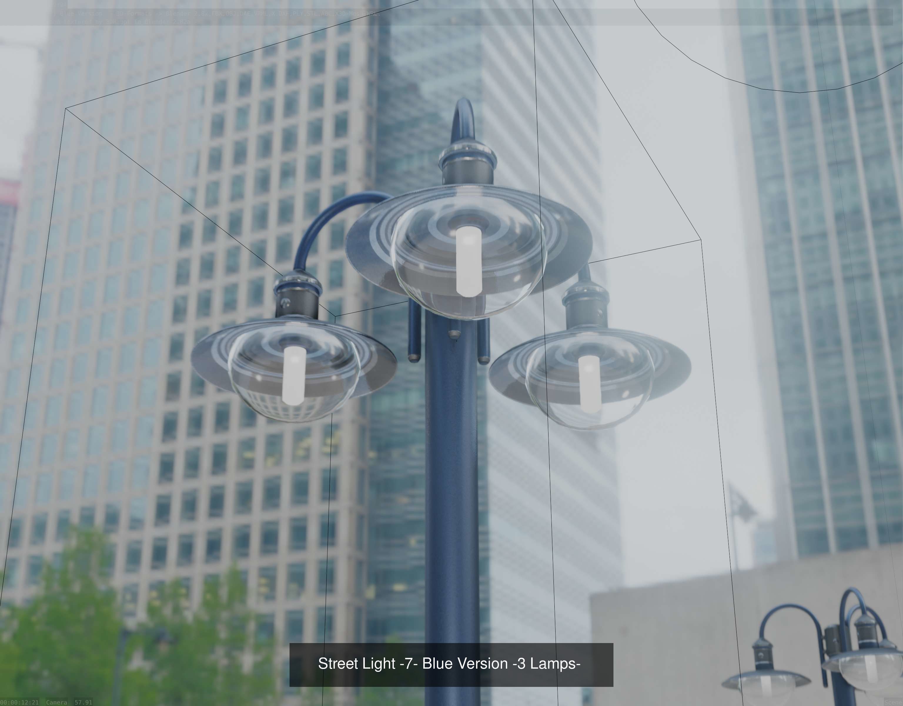 Street Light -7- Blue Version  3D Model Collection_3