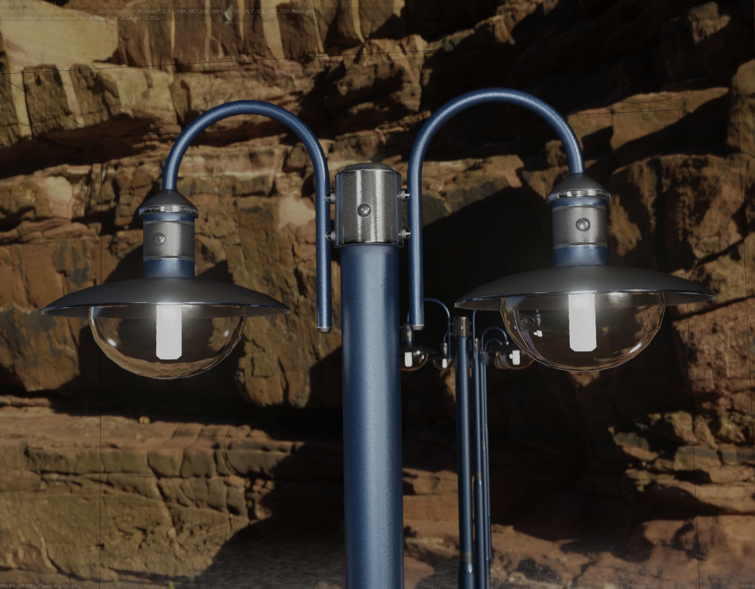 Street Light -7- Blue Version  3D Model Collection_21