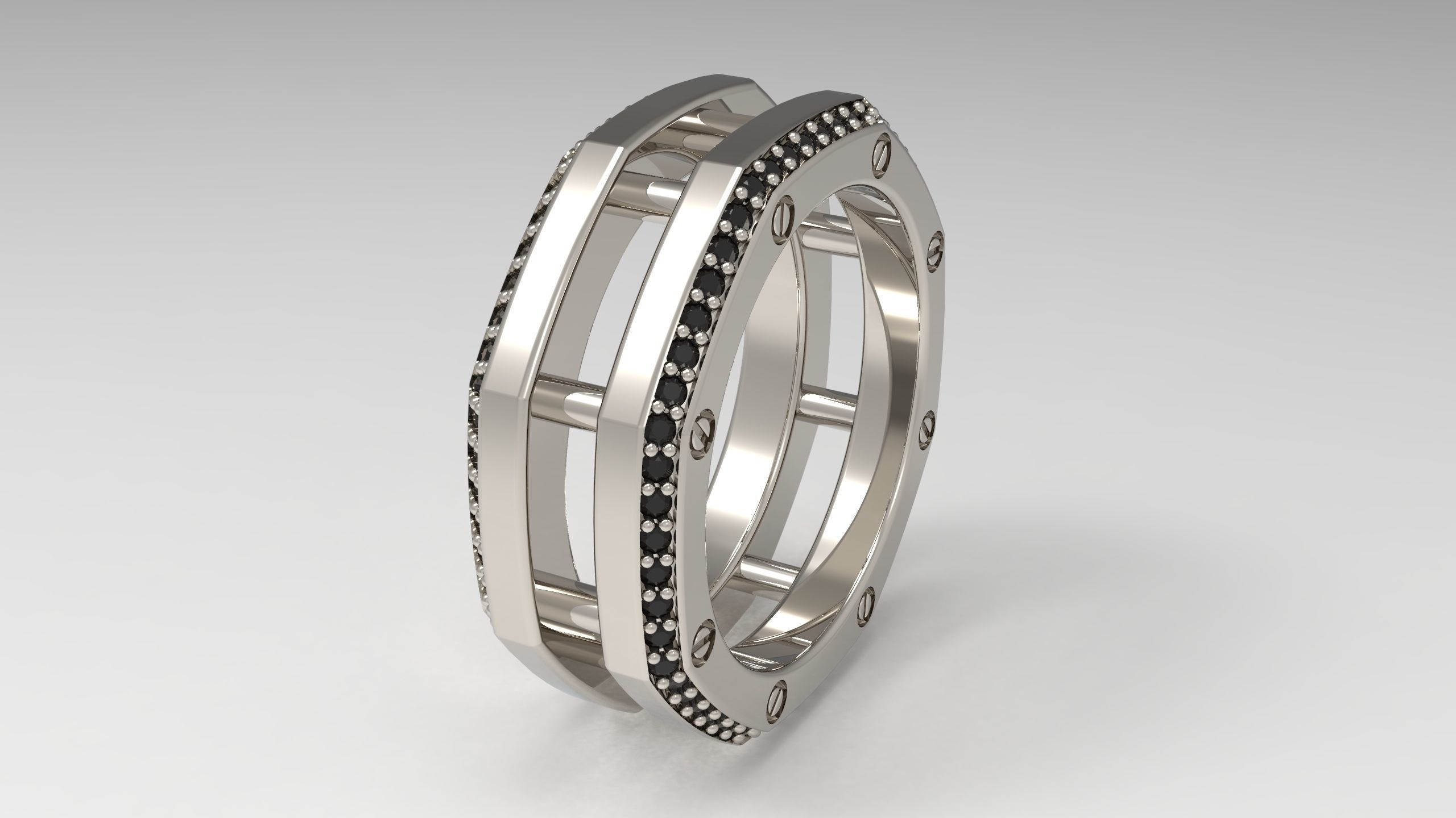 Rockford 2 Row With Diamond Rings in Eu 62 3D print model_1