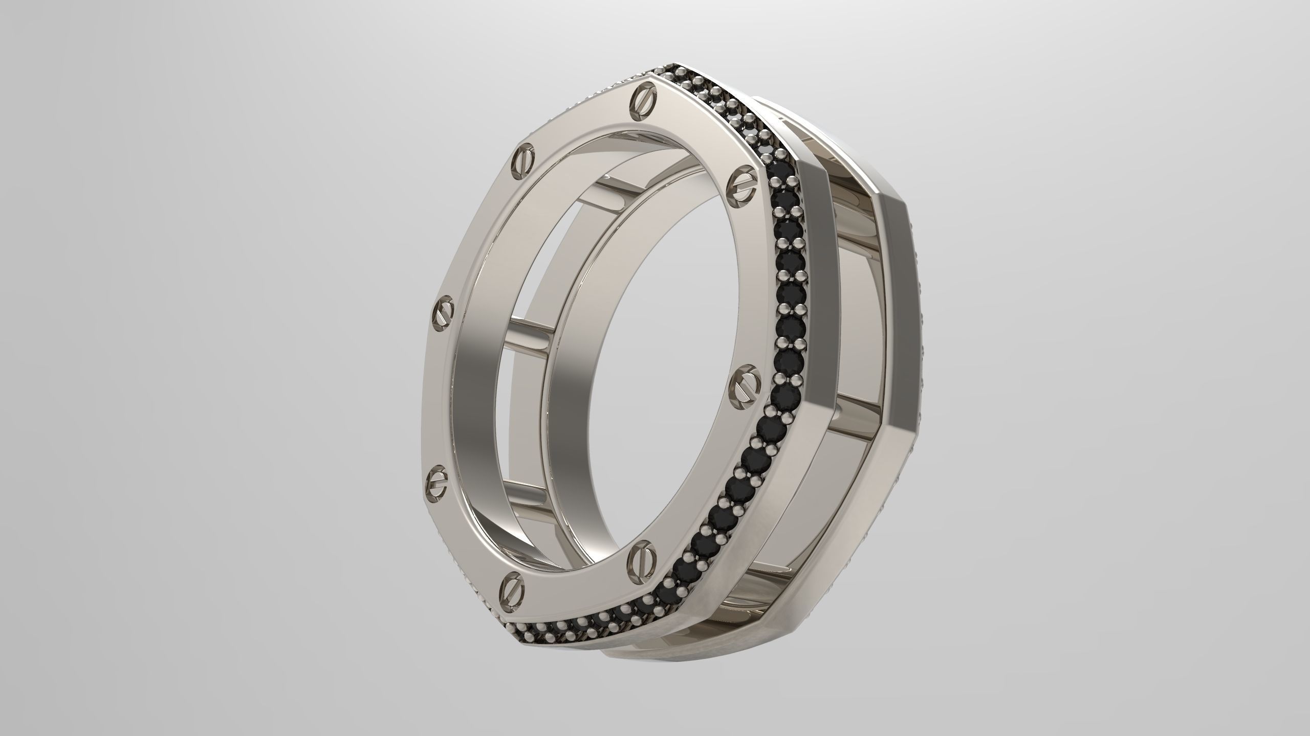 Rockford 2 Row With Diamond Rings in Eu 62 3D print model_3