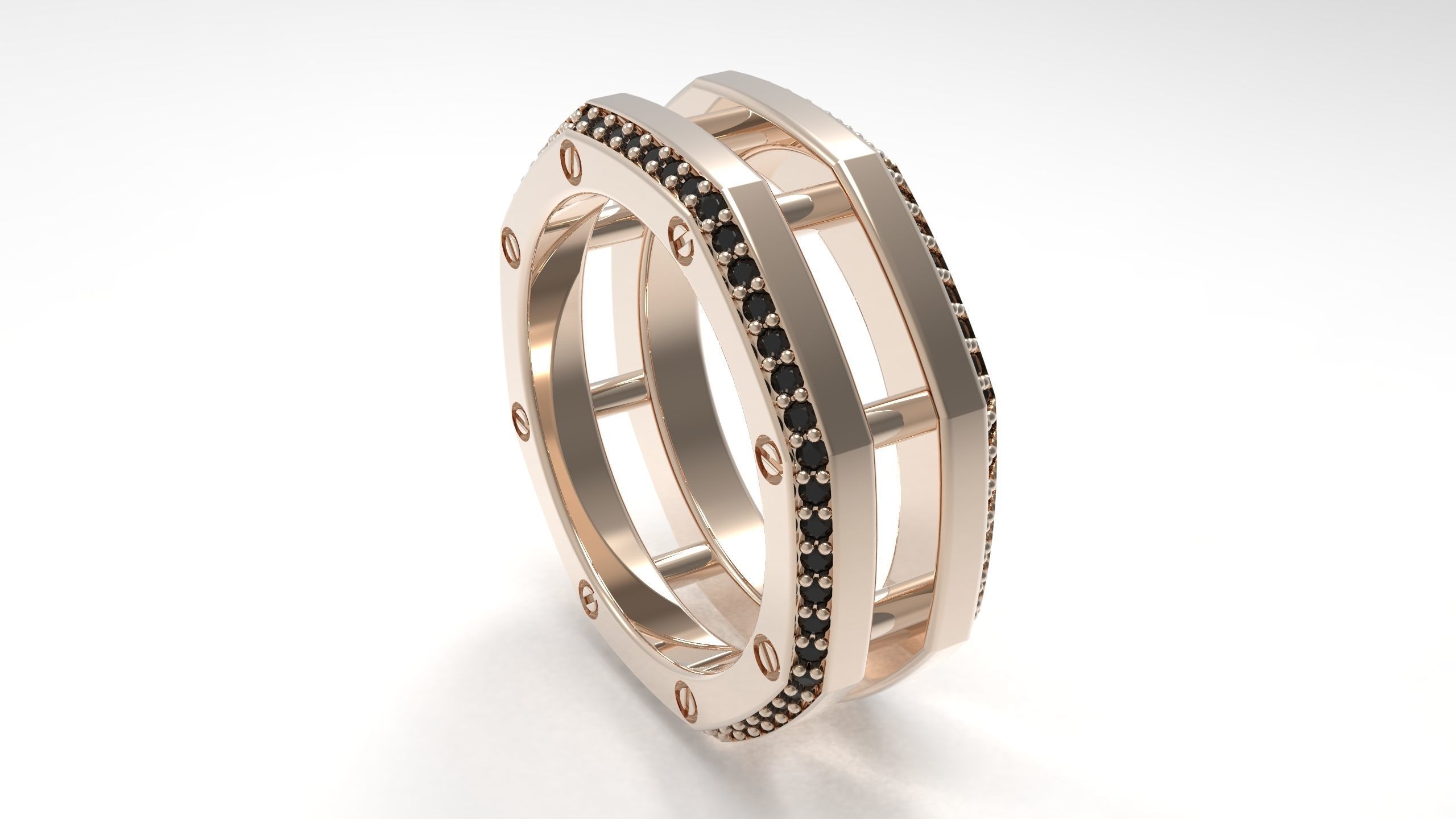 Rockford 2 Row With Diamond Rings in Eu 62 3D print model_4