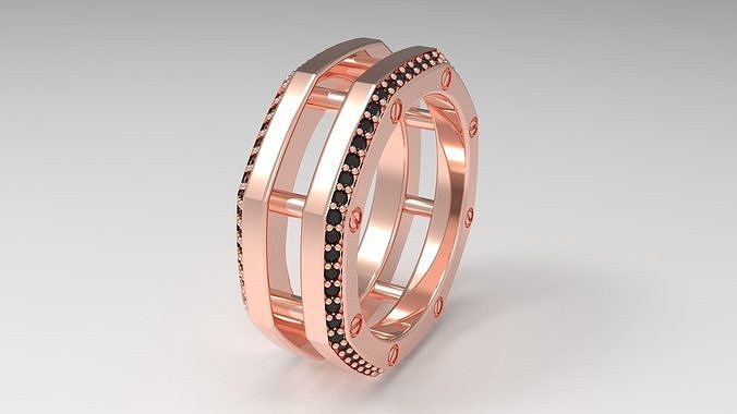 Rockford 2 Row With Diamond Rings in Eu 63 3D print model